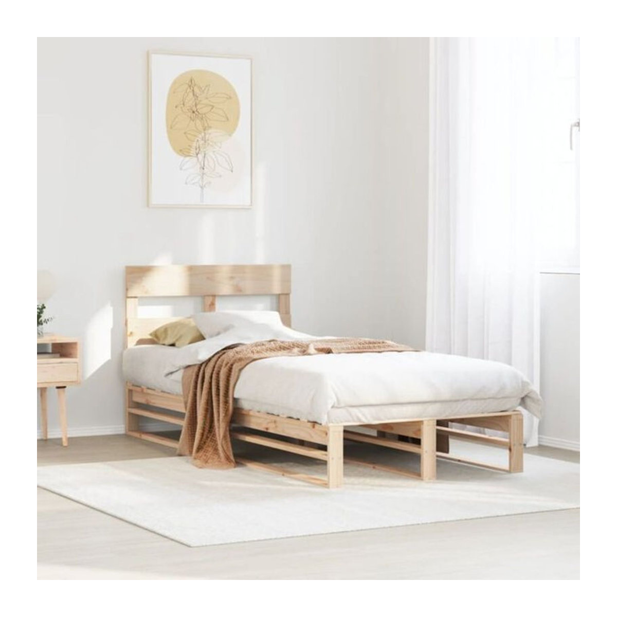 Massivholzbett Vidaxl aus Kiefer in Braun, Modernes Skandinavisches Design, B/T: 90 x 190 cm - Bild 1