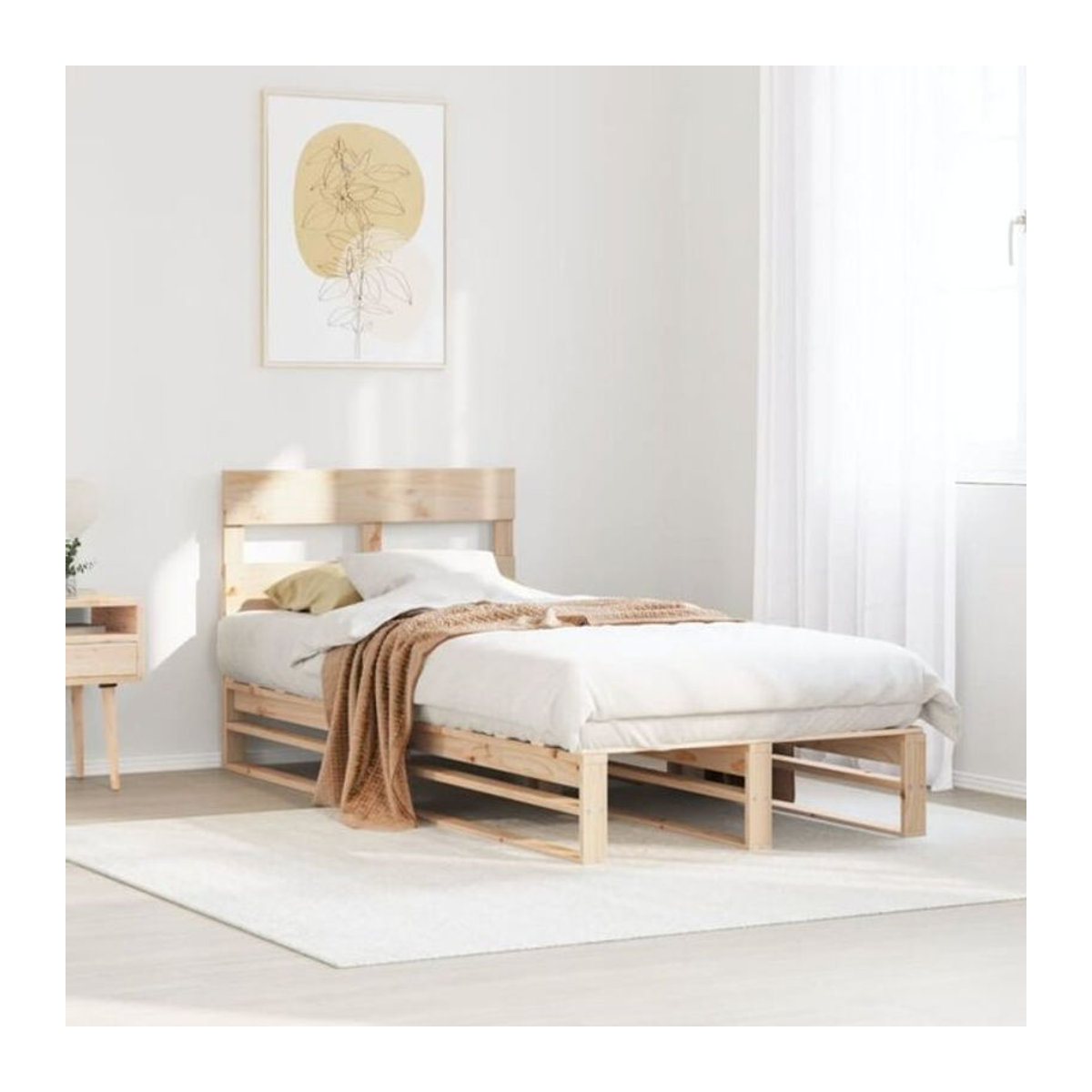 Massivholzbett Vidaxl aus Kiefer in Braun, Modernes Skandinavisches Design, B/T: 90 x 200 cm - Bild 1