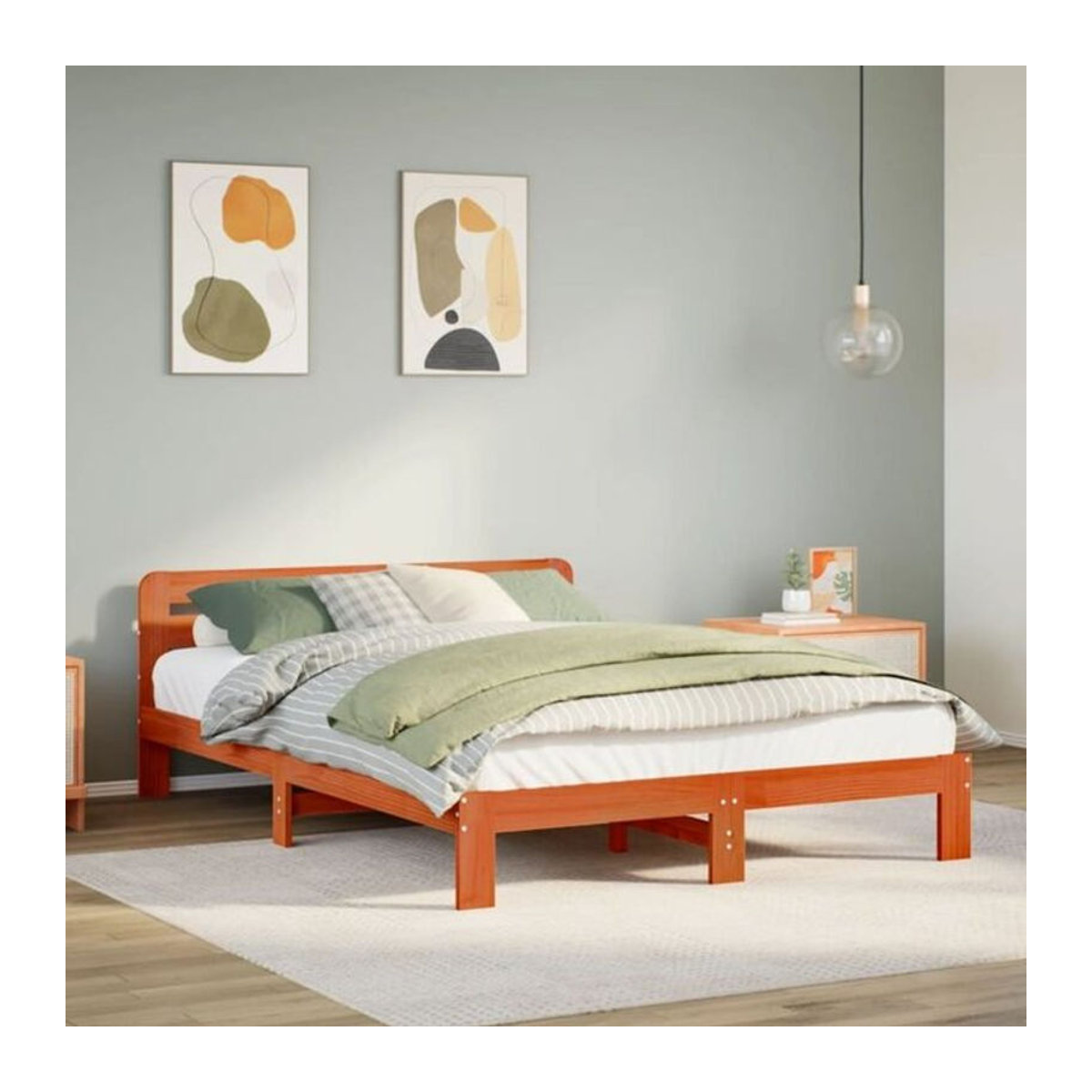 Massivholzbett vidaxl aus Kiefernholz in Braun, B/T/H: 120 x 200 x 65,5 cm - Bild 1