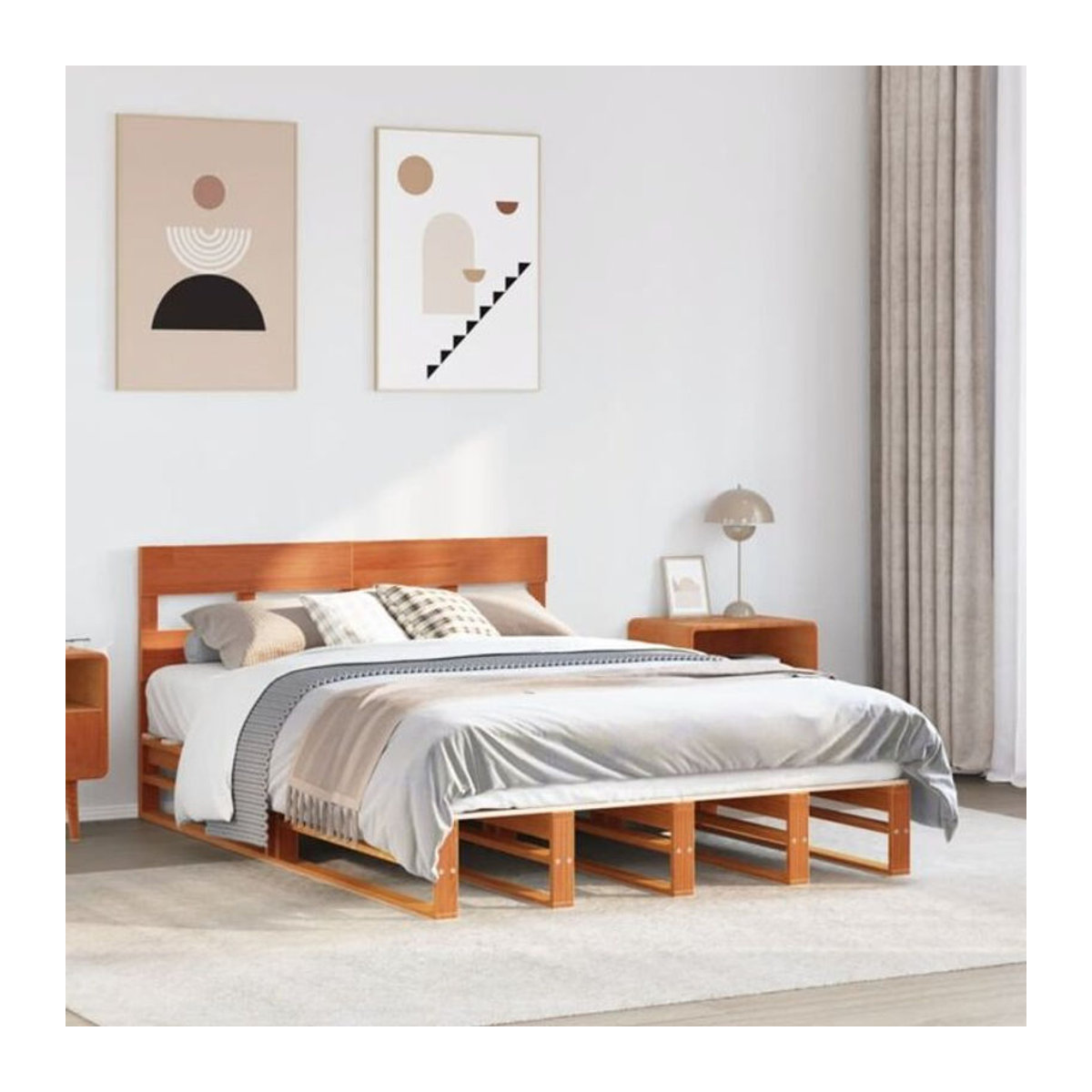 Massivholzbett Vidaxl aus Kiefernholz in Braun, B/T/H: 120 x 200 x 82 cm - Bild 1