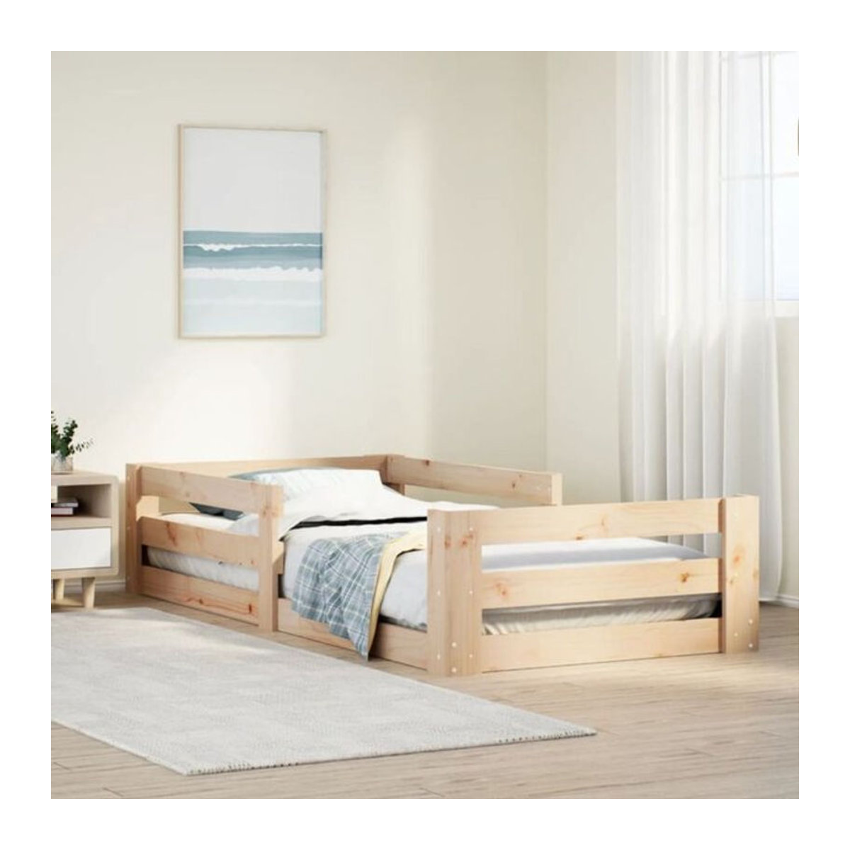Massivholzbett vidaxl aus Kiefernholz in Braun, B/T/H: 75 x 190 cm - Bild 1