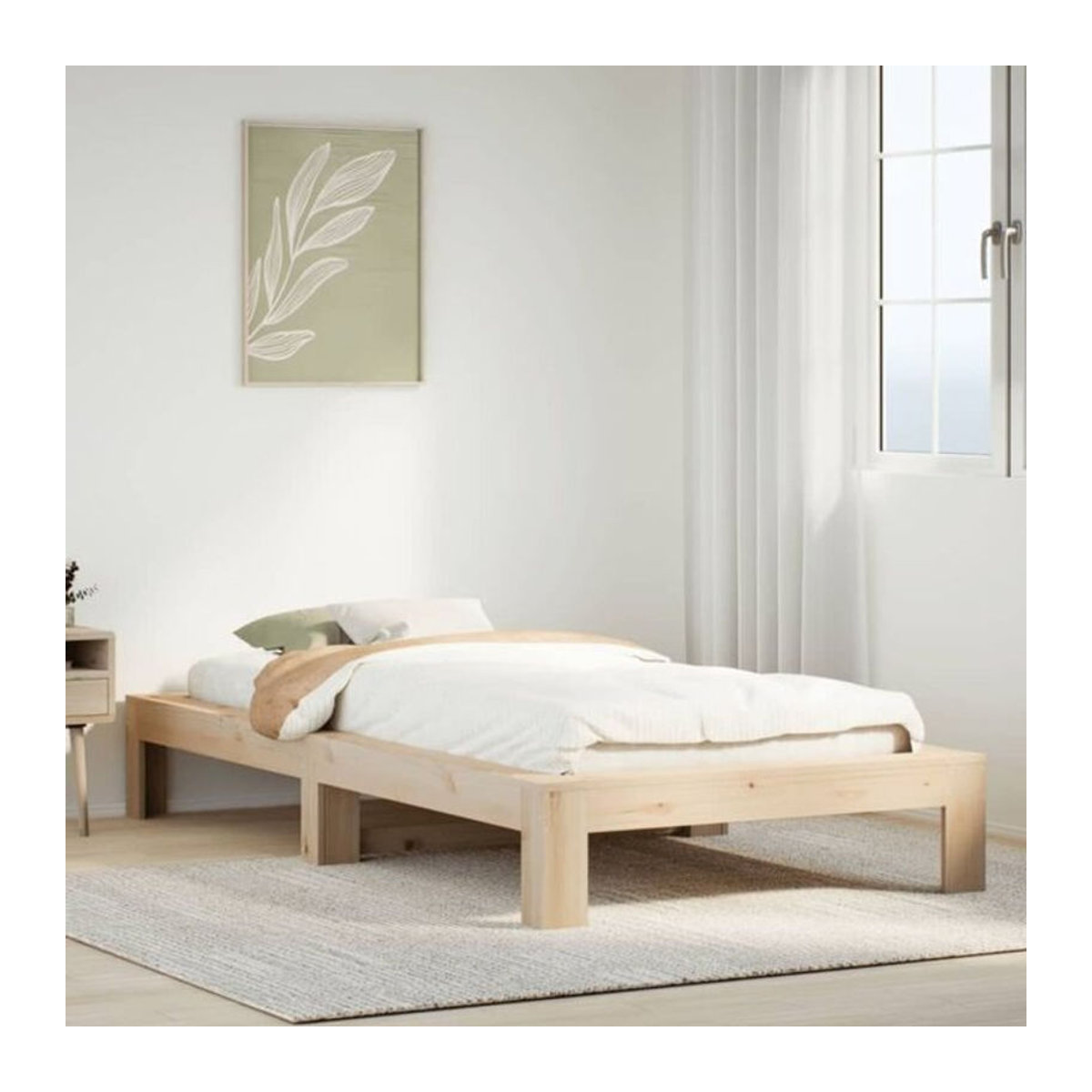 Massivholzbett Vidaxl aus Kiefernholz in Braun, B/T/H: 75 x 190 cm - Bild 1