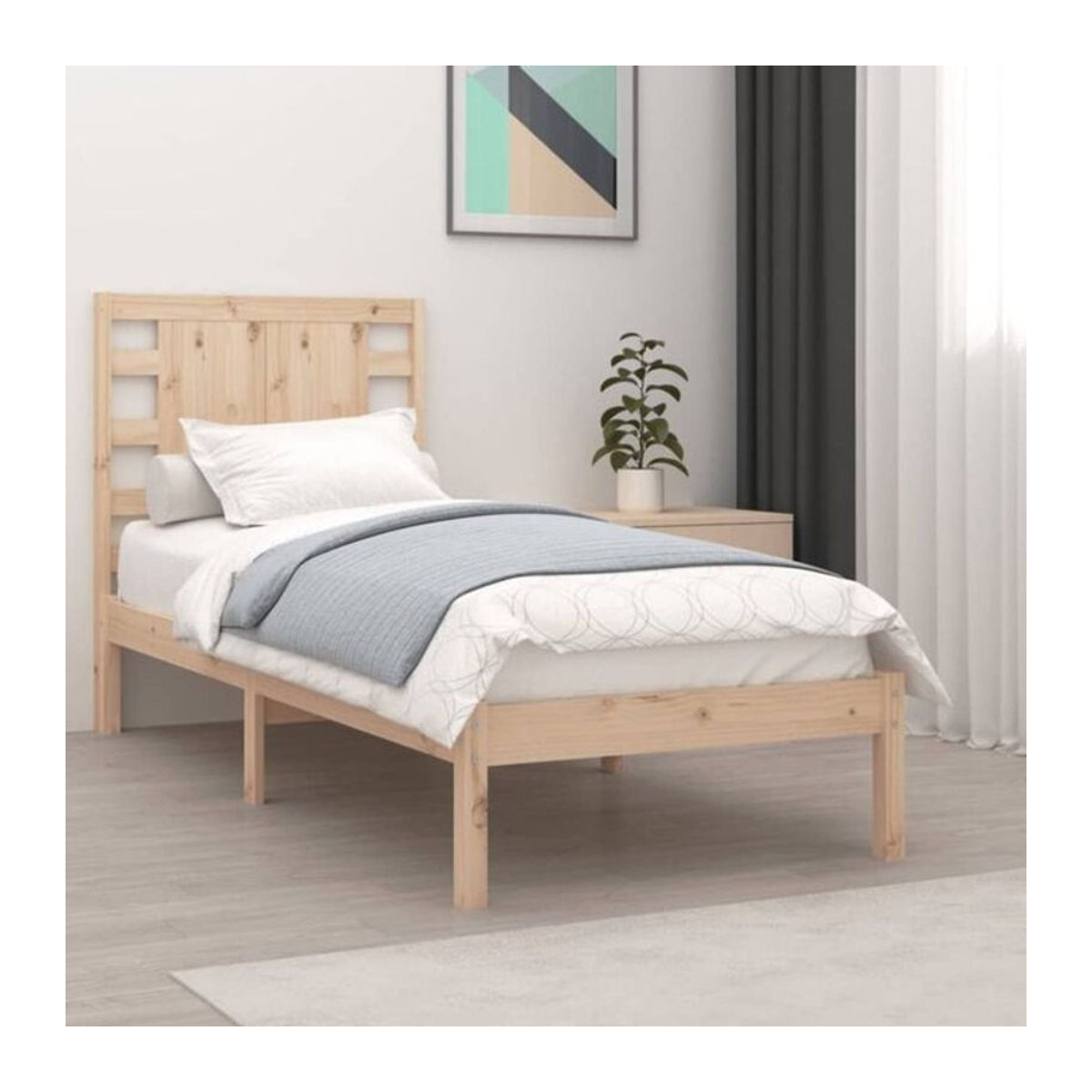 Massivholzbett Vidaxl aus Kiefernholz in Braun, B/T/H: 90 x 200 cm - Bild 1