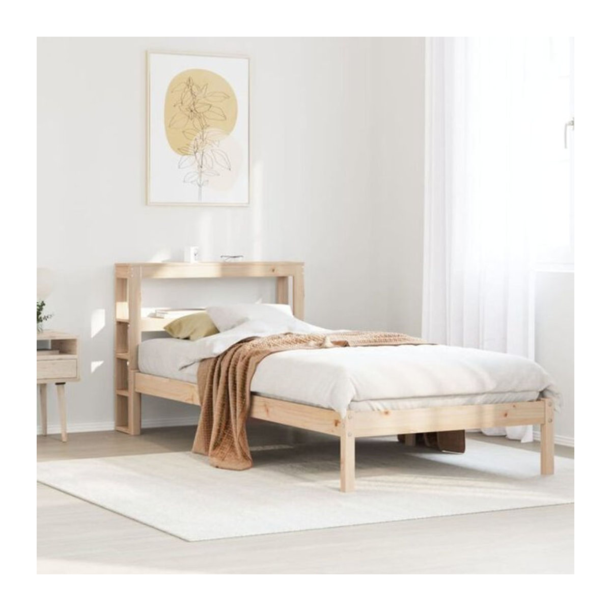 Massivholzbett Vidaxl aus Kiefernholz in Braun, B/T/H: 90 x 200 cm - Bild 1