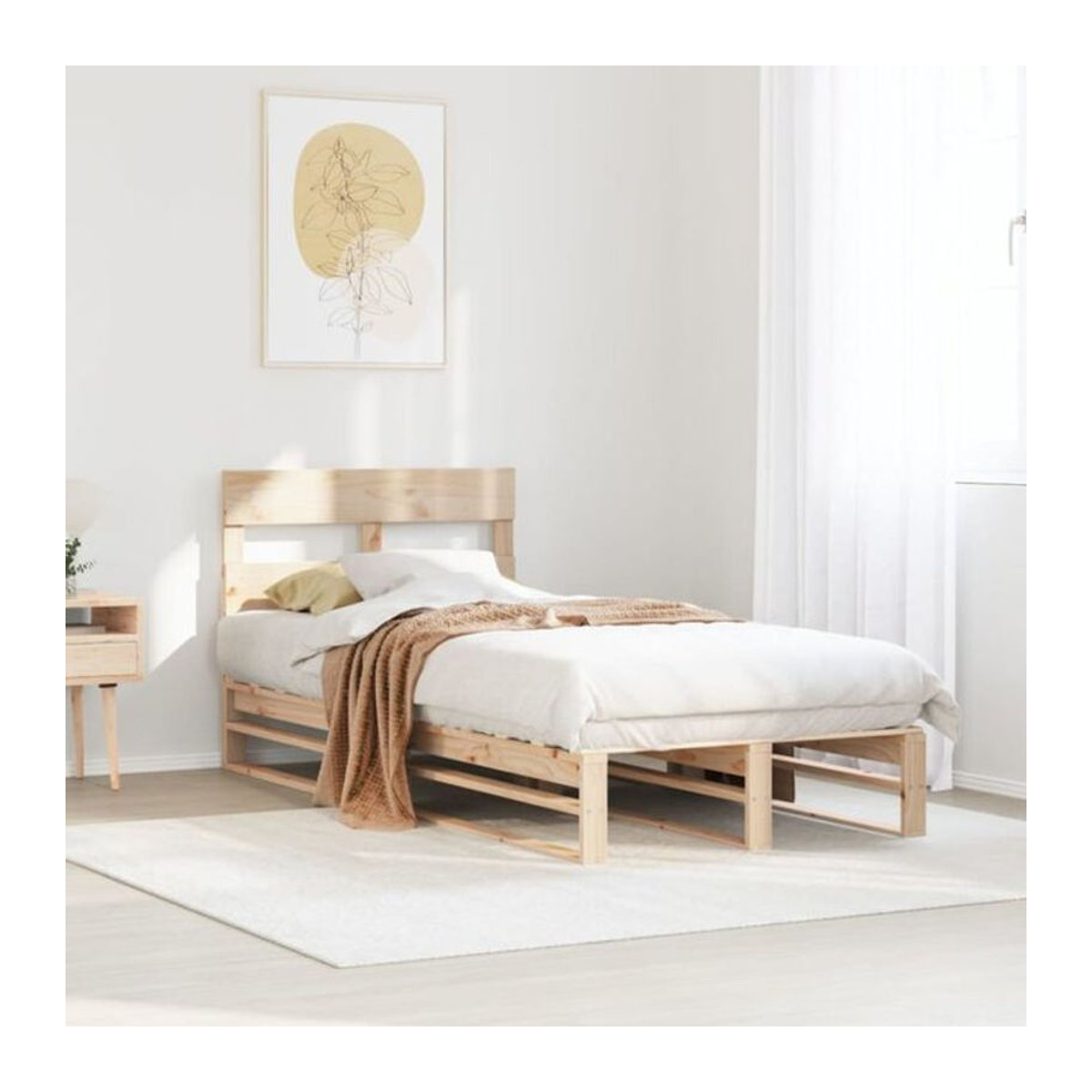 Massivholzbett Vidaxl aus Kiefernholz in Braun, Design: Modern, Landhaus oder Skandinavisch, B/T/H: 75 x 190 x 82 cm - Bild 1