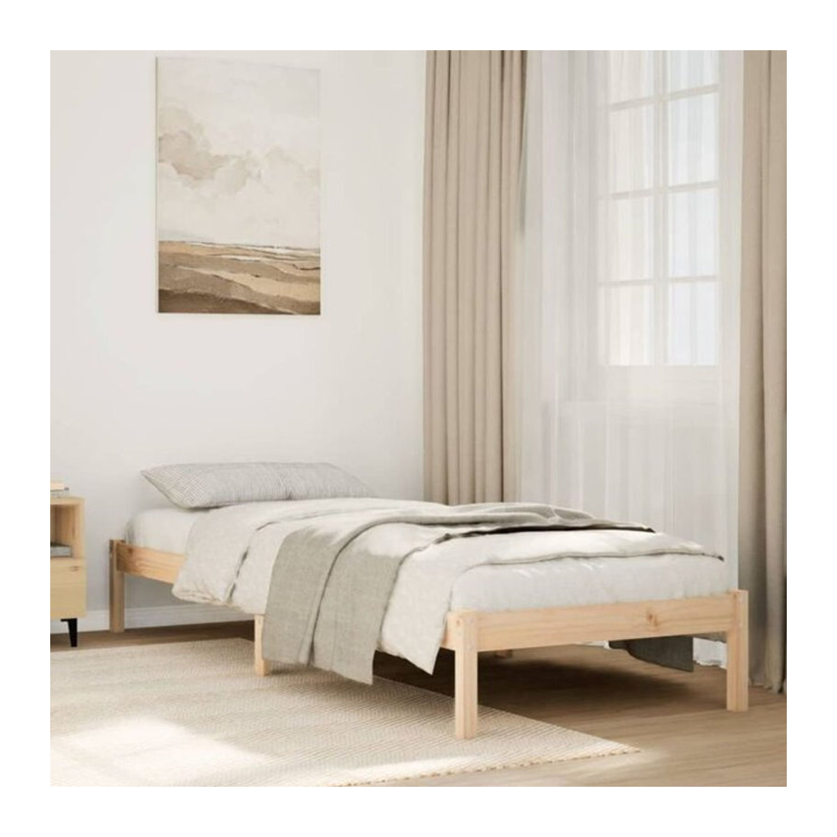 Massivholzbett Vidaxl aus Kiefernholz in Braun, Extra Lang, B/T/H: 90 x 220 cm - Bild 1