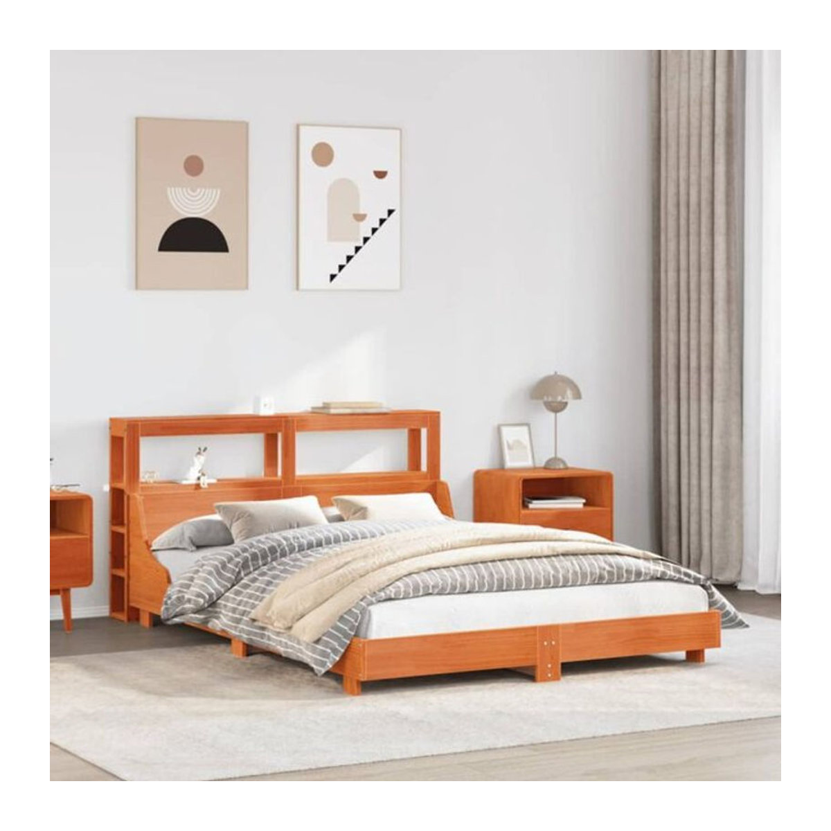 Massivholzbett Vidaxl aus Kiefernholz in Braun im Landhaus- und Modern-Stil, B/T/H: 120 x 200 x 82 cm - Bild 1