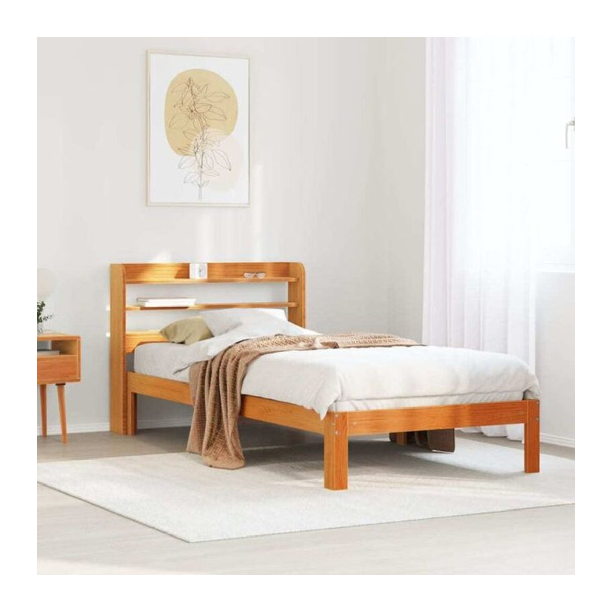 Massivholzbett vidaxl aus Kiefernholz in Braun im Landhaus- und Skandinavischen Stil, B/T/H: 100 x 200 cm - Bild 1