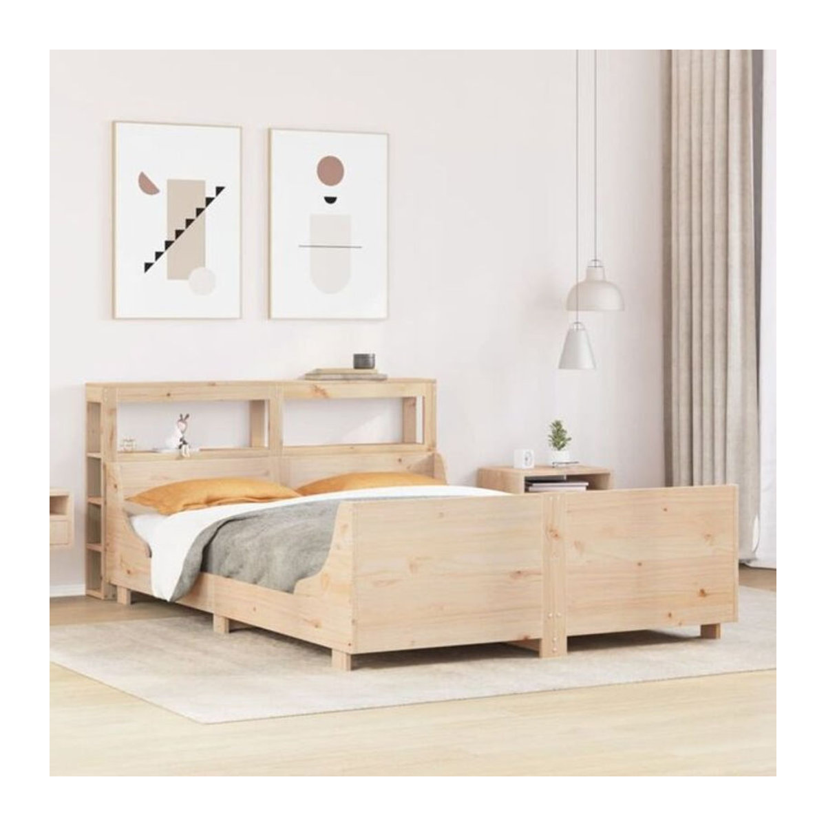 Massivholzbett vidaxl aus Kiefernholz in Braun im Landhaus- und Skandinavischen Stil, B/T/H: 120 x 190 x 82 cm - Bild 1