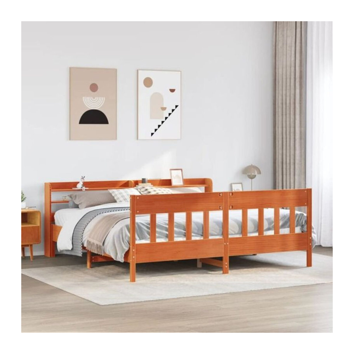 Massivholzbett vidaxl aus Kiefernholz in Braun im Landhausstil B/T: 200 x 200 cm - Bild 1