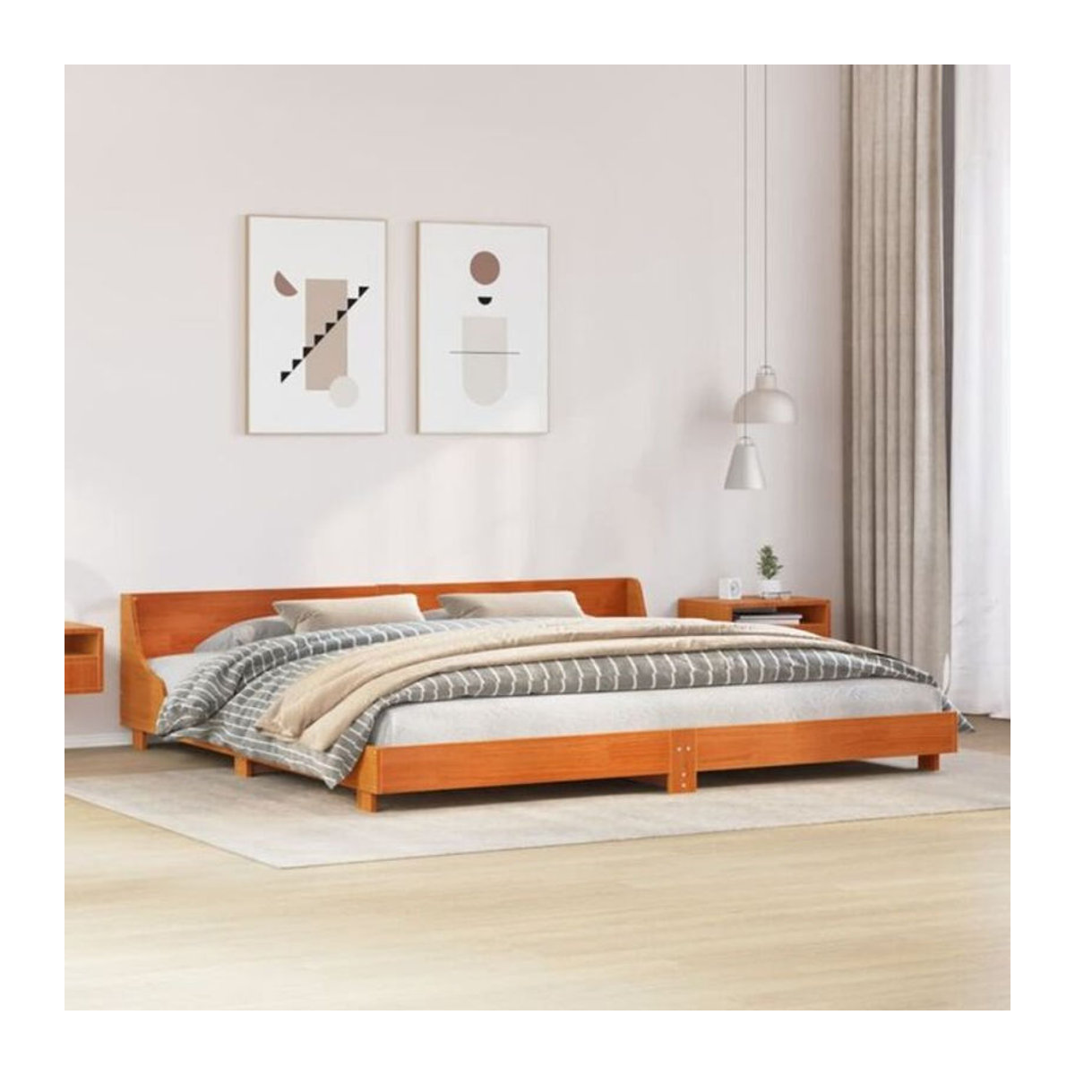 Massivholzbett vidaxl aus Kiefernholz in Braun im Landhausstil B/T: 200 x 200 cm - Bild 1