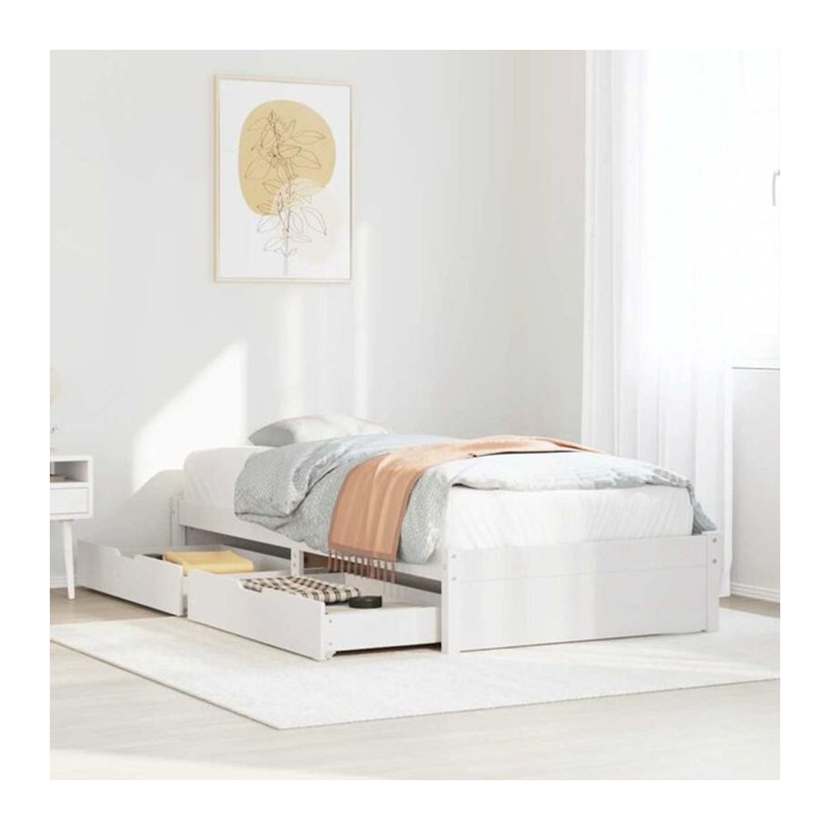 Massivholzbett VIDAXL aus Kiefernholz in Weiß im Landhausstil und minimalistischem Design, B/T/H: 75 x 190 x 80,5 cm (ohne Matratze) - Bild 1