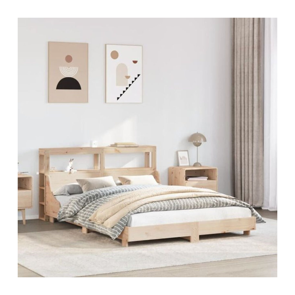 Massivholzbett Vidaxl614189 aus Kiefernholz in Braun, B/T/H: 120 x 190 x 82 cm - Bild 1