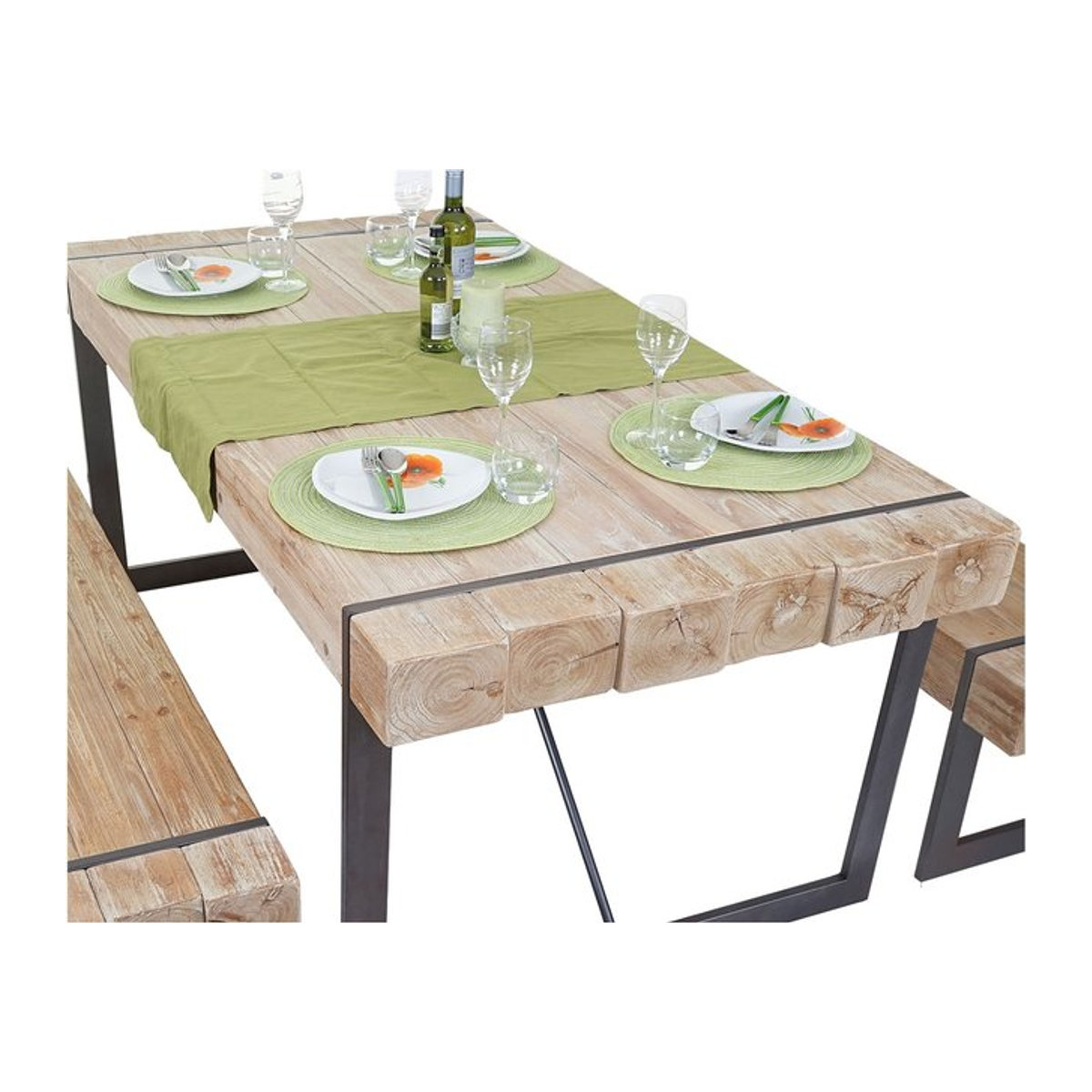 Massivholztisch MCW-A15 Esszimmertisch aus Tanne in Natur, Industrial Design, Rechteckig, B/T/H: 200 x 80 x 90 cm - Bild 1