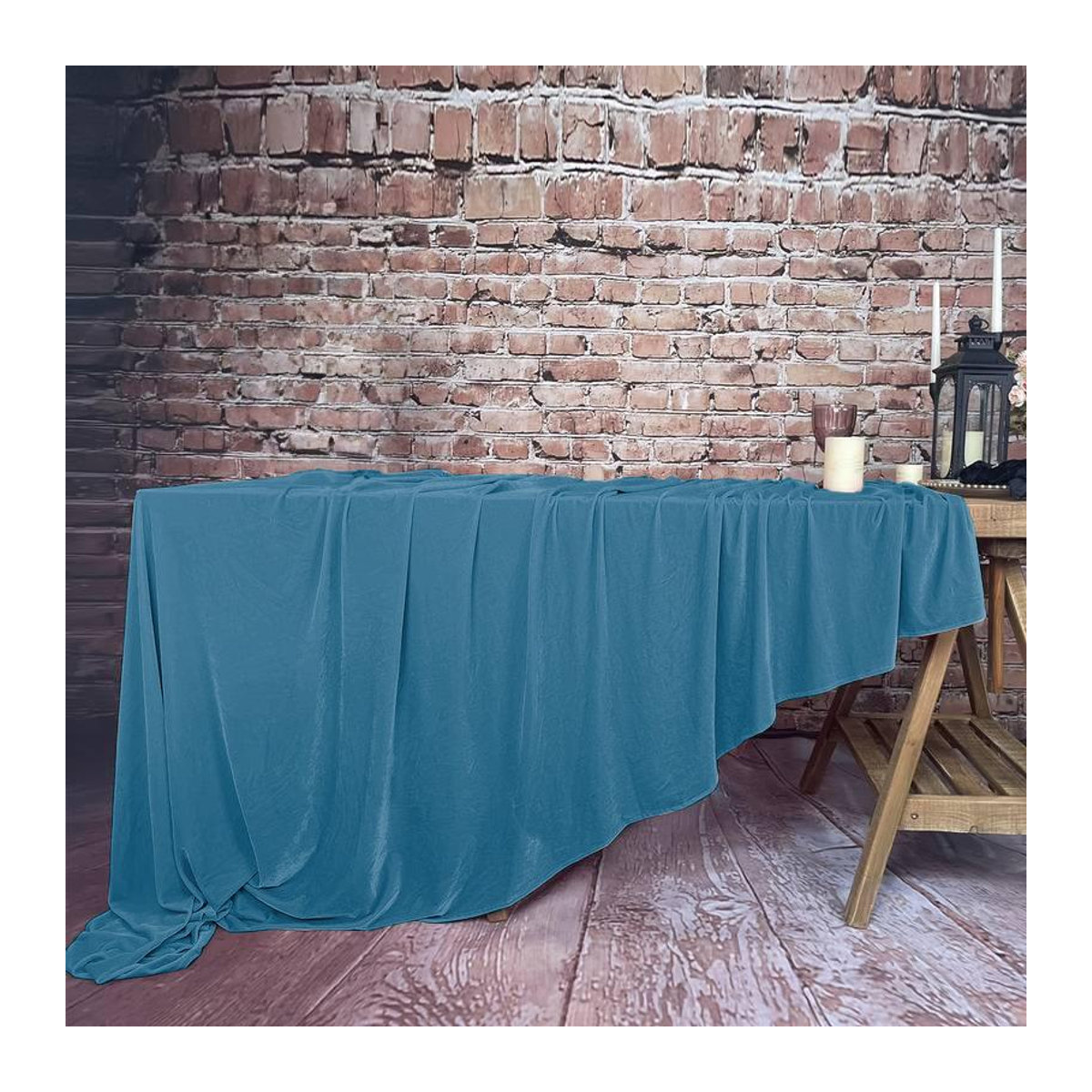 Matte Samt-Tischdecke Blau B/T: 230 x 230 cm - Bild 2