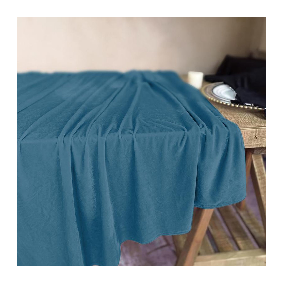 Matte Samt-Tischdecke Blau B/T: 230 x 230 cm - Bild 3