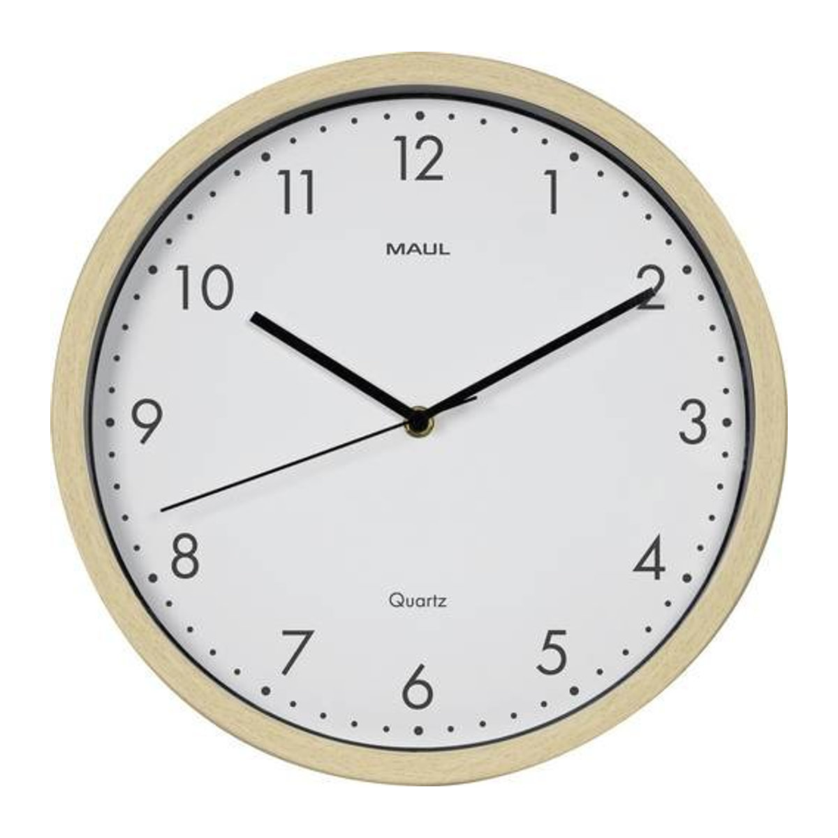 Maul 9051470 Quarz Wanduhr aus Holz in Schwarz oder Weiß, geräuschlos und modern, B/H: 30 x 5 cm - Bild 1