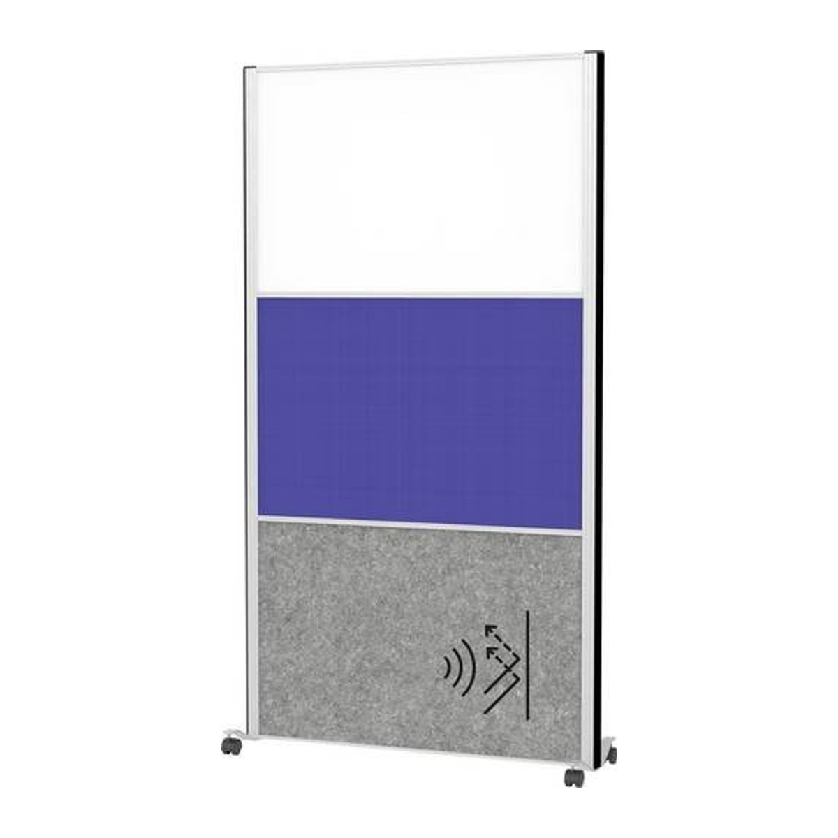 Maul connecto Stellwandsystem auf Rollen mit Whiteboard, Akustikvlies und Textiloberfläche, Farbe: Silber/Multicolor, H 180 x B 100 cm - Bild 1