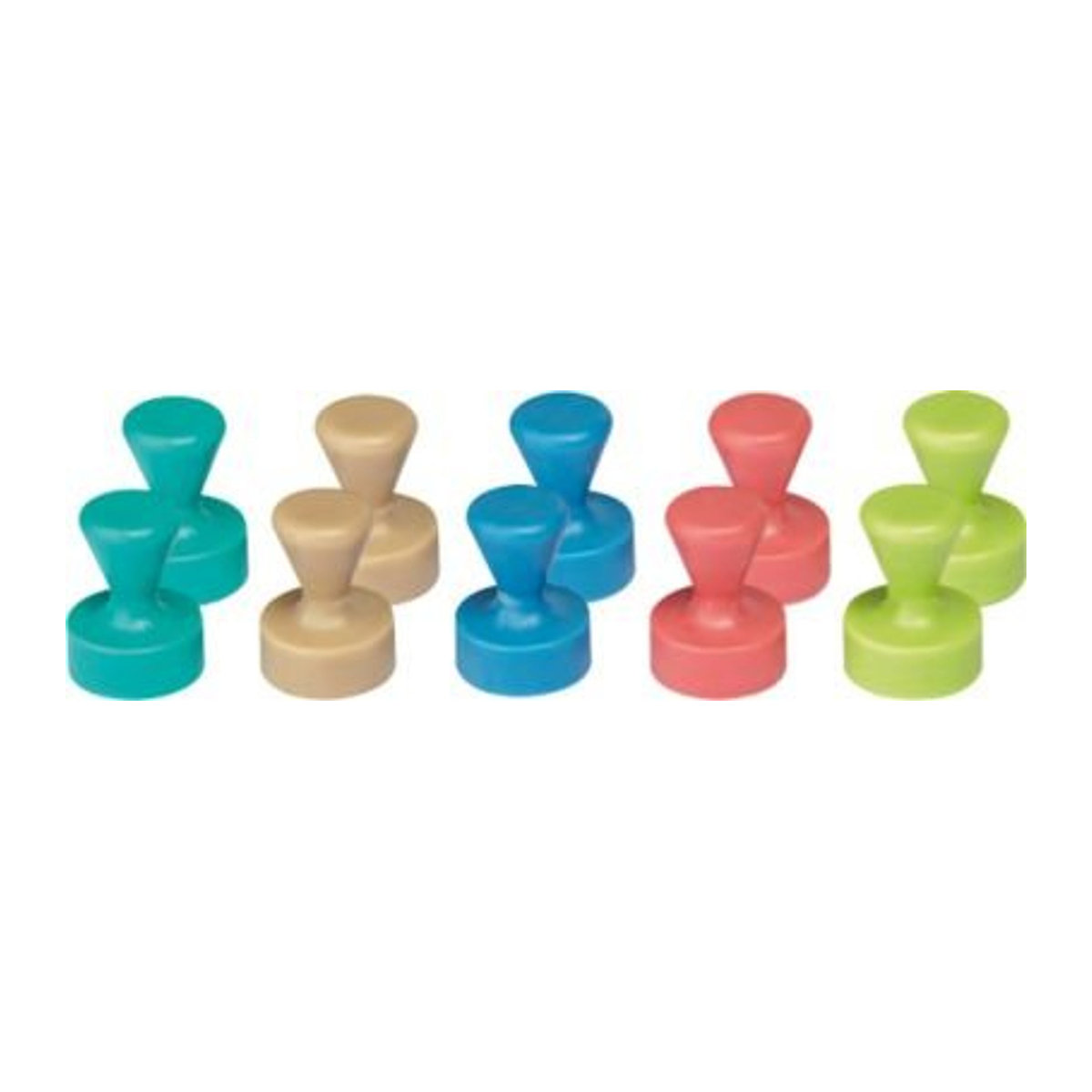 MAUL Neodym-Kegelmagnete mit Kunststoff-Kappe, 10 Stück, Haftkraft 1,5 kg, Durchmesser: 12 mm, Höhe: 16 mm, farbsortiert - Bild 1