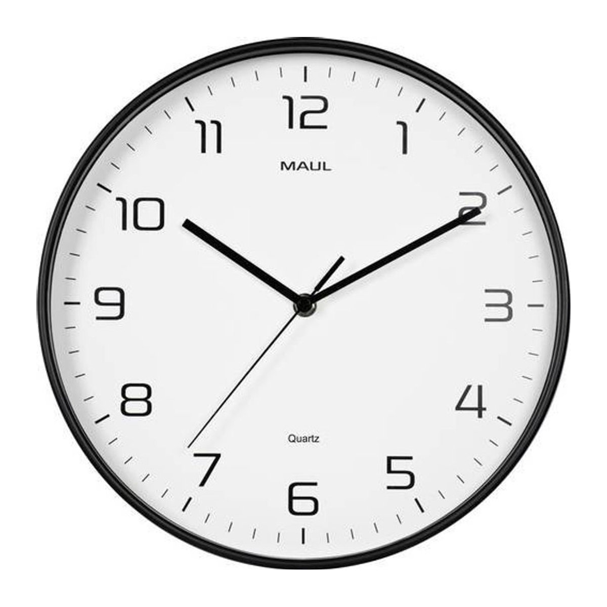 Maul Quarz Wanduhr Schwarz Modern Geräuschlos mit Kunststoff und Glas, Durchmesser: 30 cm - Bild 1