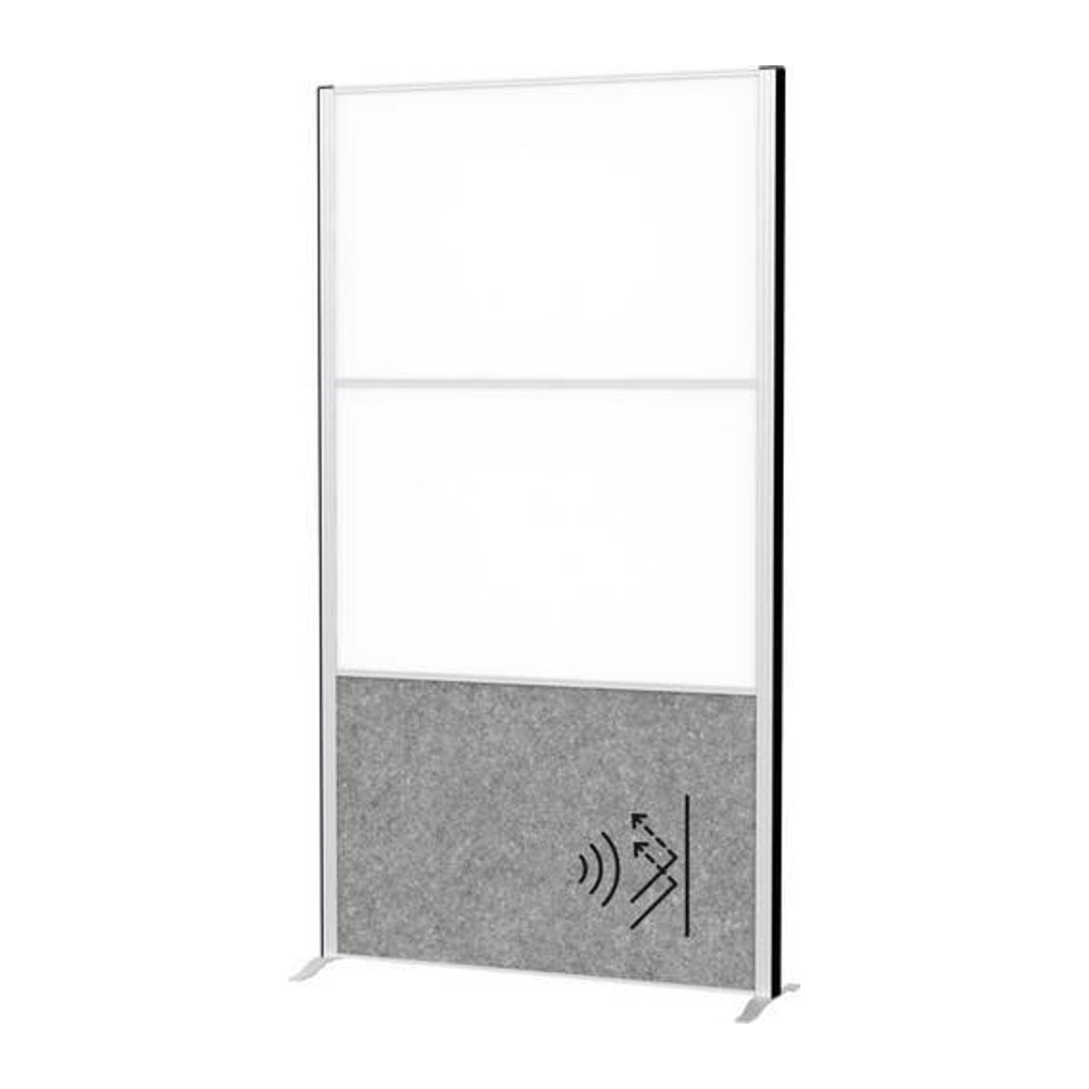 MAULconnecto Stellwandsystem mit Akustikvlies und Whiteboard, Farbe Weiß und Dunkelgrau, H 180 cm x B 100 cm - Bild 1