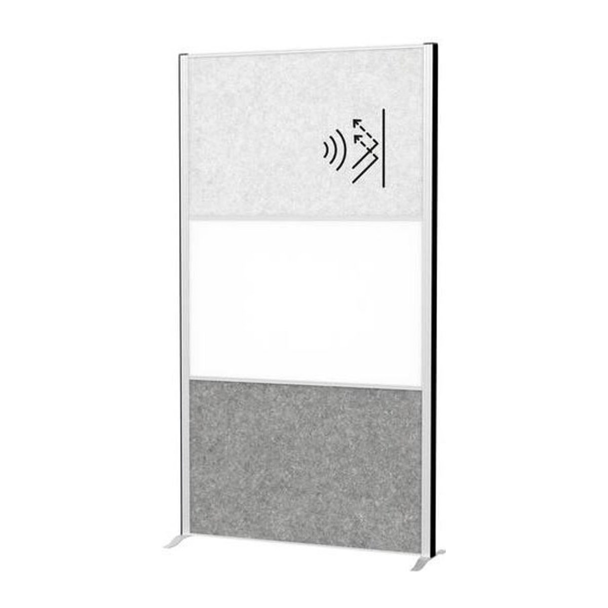 MAULconnecto Stellwandsystem mit Akustikvlies und Whiteboard, Silber/Grau, H: 180 cm x B: 100 cm - Bild 1