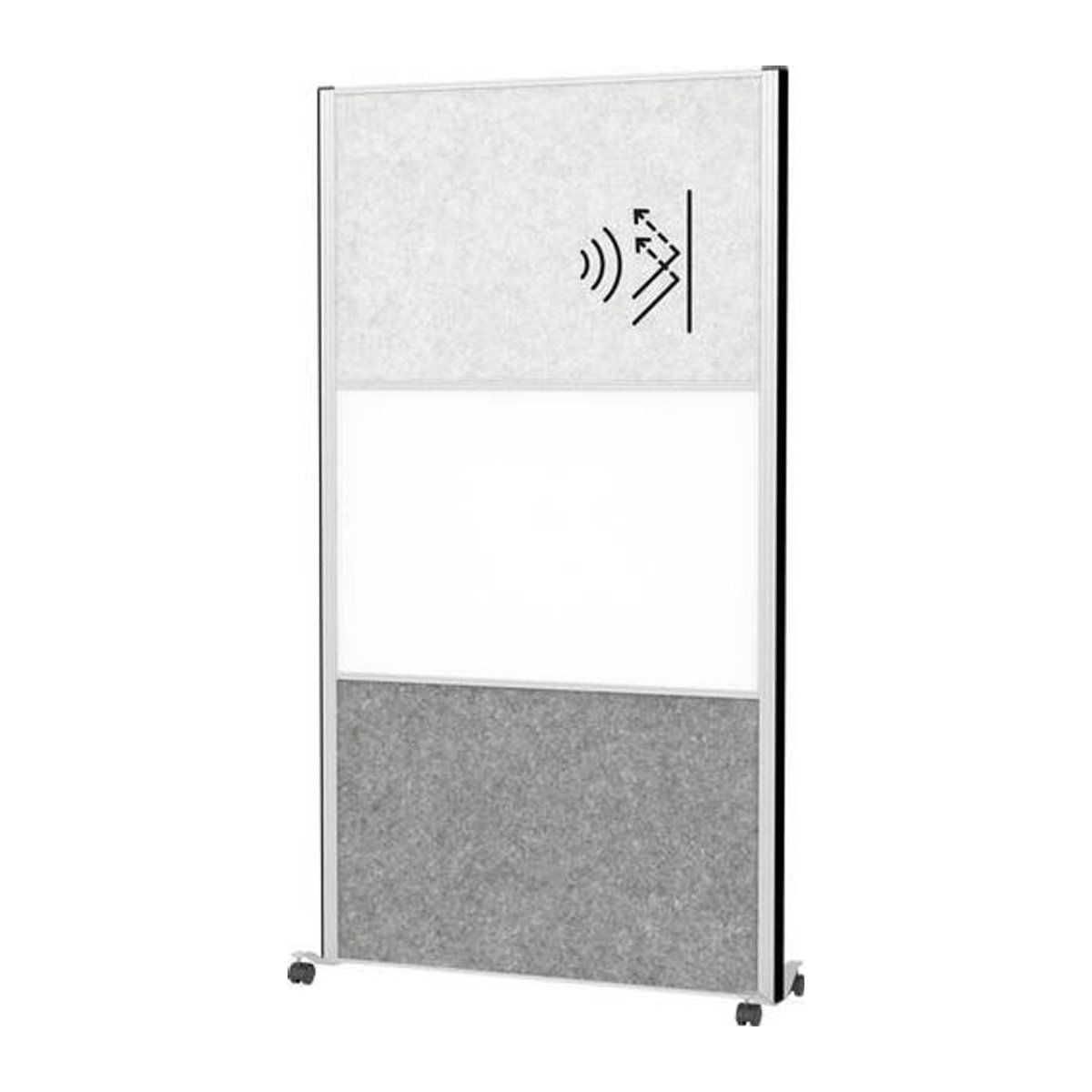MAULconnecto Stellwandsystem mit Akustikvlies und Whiteboard, Silber, H 1800 x B 1000 mm - Bild 1