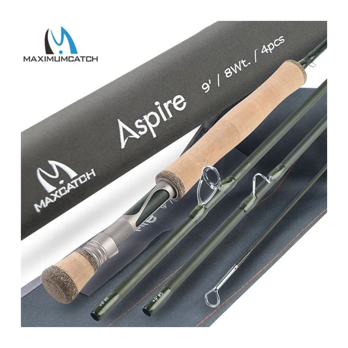 Maximumcatch Aspire Fliegenrute aus grüner Kohlefaser mit Röhrenetui, 9FT, 5/6/8WT, Fast Action, IM10 40T - Bild 1