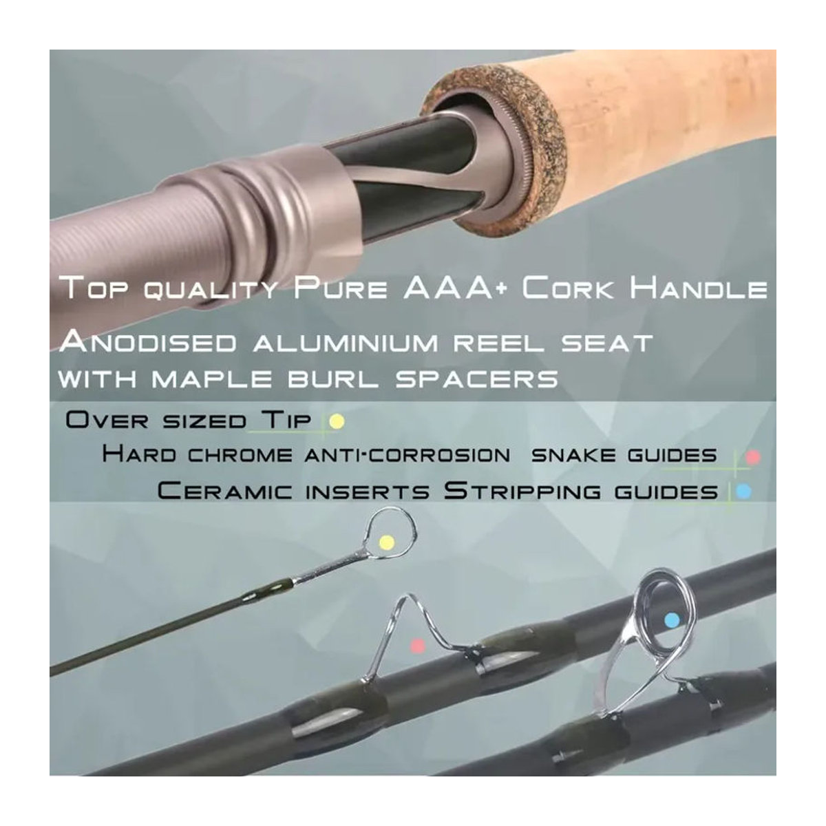 Maximumcatch Aspire Fliegenrute aus grüner Kohlefaser mit Röhrenetui, 9FT, 5/6/8WT, Fast Action, IM10 40T - Bild 3