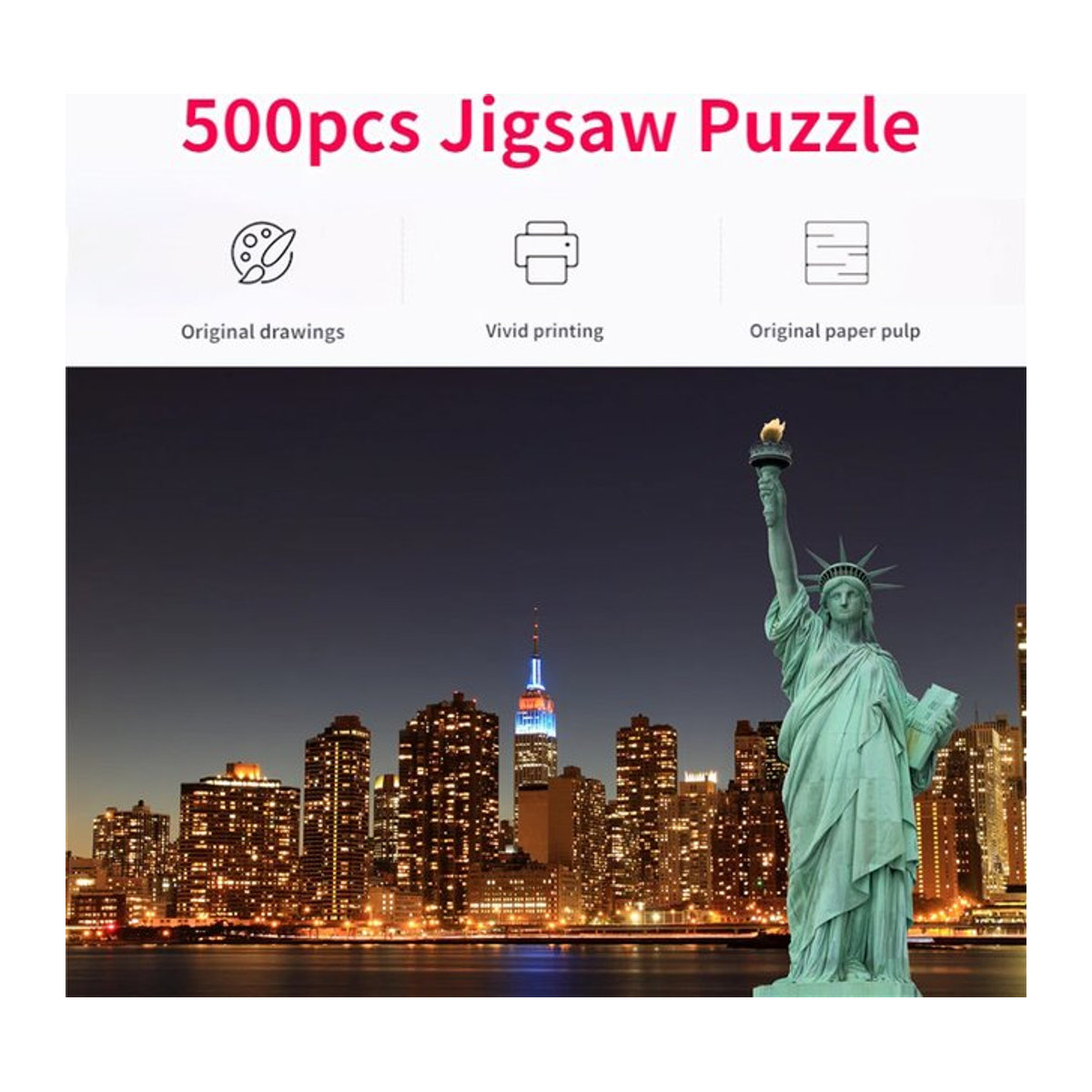 MaxRenard 500-teiliges Puzzle Freiheitsstatue für Erwachsene, mehrfarbig, rechteckig - Bild 1