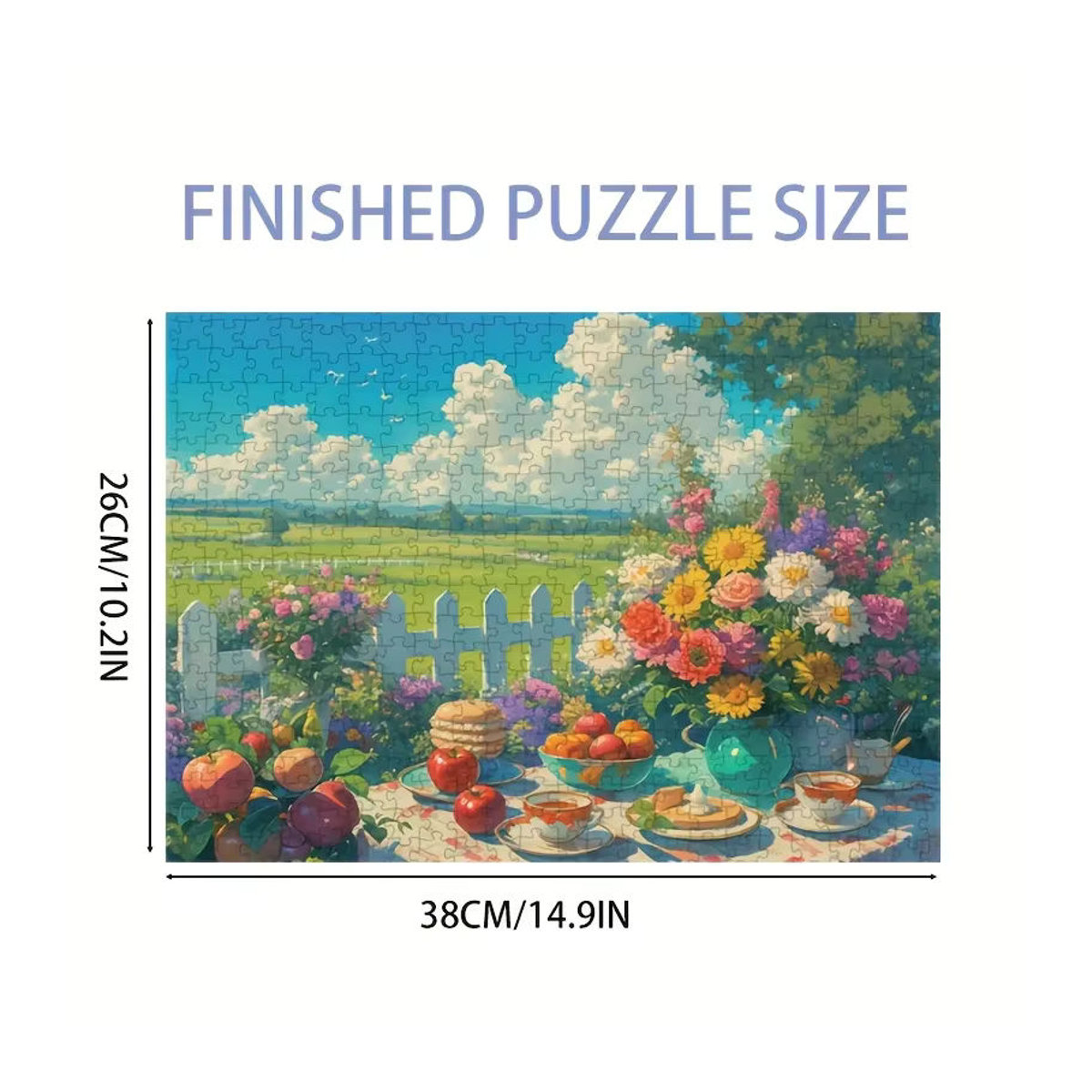 MaxRenard Mini-Puzzle Blumen-Tee-Party Vintage Botanisches Motiv, 1000-teilig, mehrfarbig, B: 36 cm x H: 28 cm - Bild 3