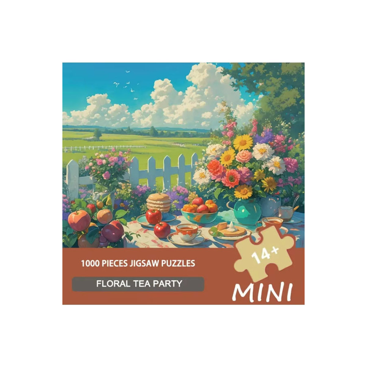 MaxRenard Mini-Puzzle Blumen-Tee-Party Vintage Botanisches Motiv, 1000-teilig, mehrfarbig, B: 36 cm x H: 28 cm - Bild 7