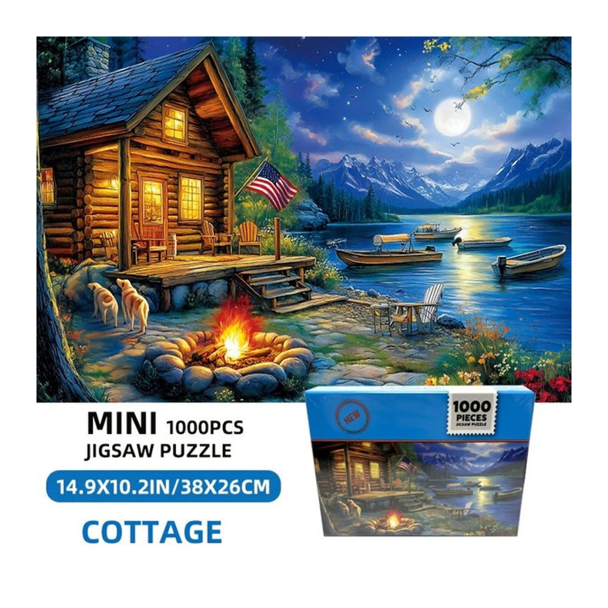 MaxRenard Puzzle für Erwachsene mit Landschaftsmotiv in Landhaus-Optik, 38 x 26 cm, Grau/Mehrfarbig - Bild 1