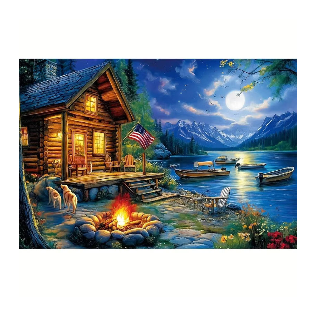 MaxRenard Puzzle für Erwachsene mit Landschaftsmotiv in Landhaus-Optik, 38 x 26 cm, Grau/Mehrfarbig - Bild 2