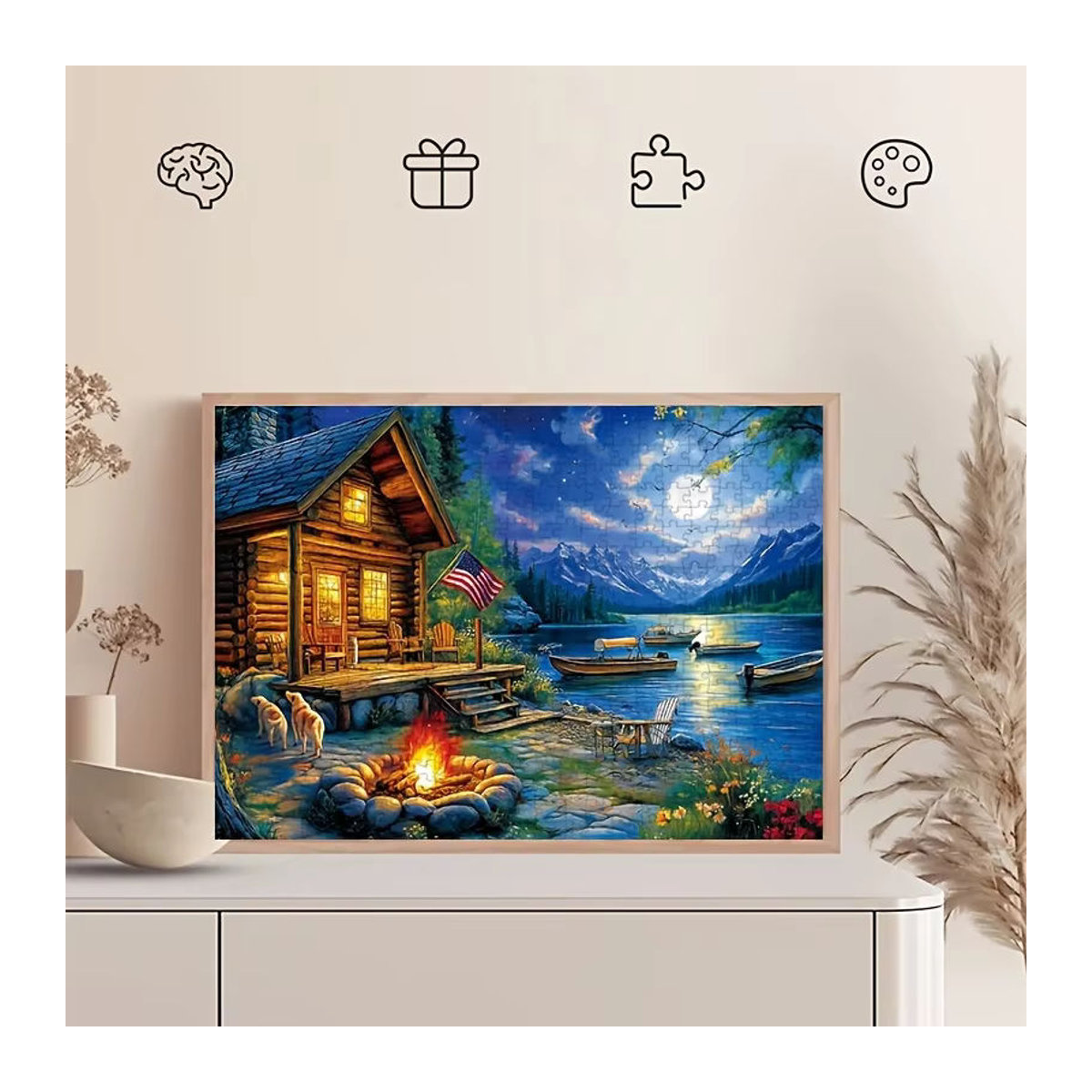 MaxRenard Puzzle für Erwachsene mit Landschaftsmotiv in Landhaus-Optik, 38 x 26 cm, Grau/Mehrfarbig - Bild 3