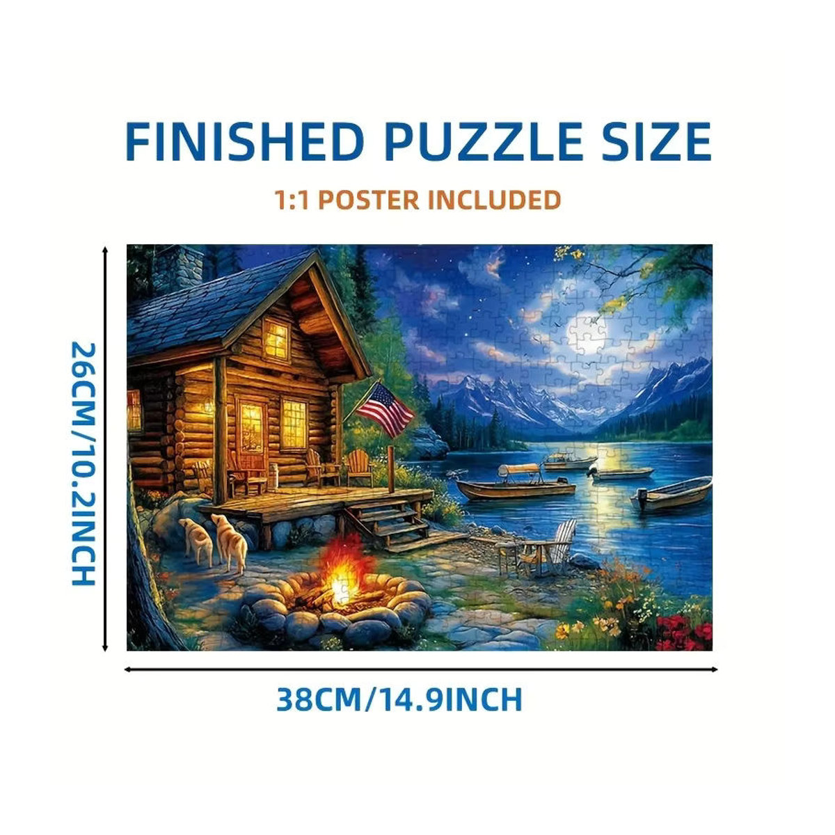 MaxRenard Puzzle für Erwachsene mit Landschaftsmotiv in Landhaus-Optik, 38 x 26 cm, Grau/Mehrfarbig - Bild 4