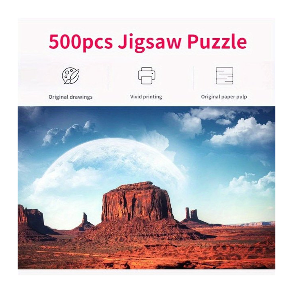 MaxRenard Puzzle für Erwachsene mit Malerei Denkmal Tal Motiv, 500 Teile, mehrfarbig, B: 46 cm, H: 28 cm - Bild 1