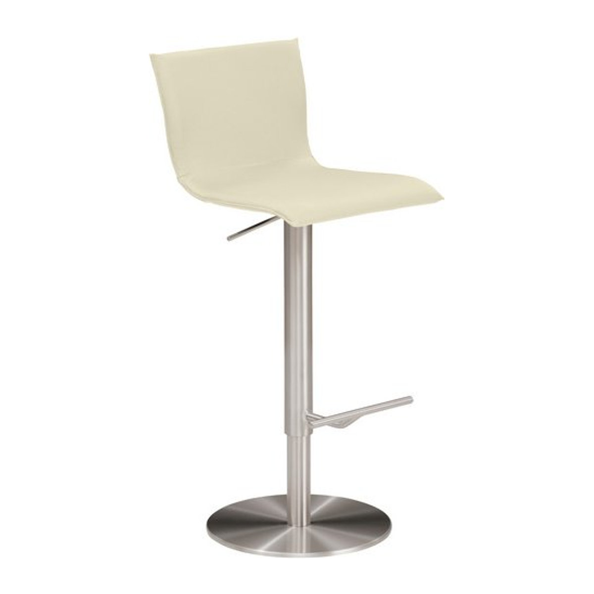 Mayer Barhocker 1226 aus Echtleder in Weiß mit Metallgestell, Breite: 39,5 cm, Tiefe: 35 cm, Höhe: 15,6 cm bis 55 cm - Bild 1