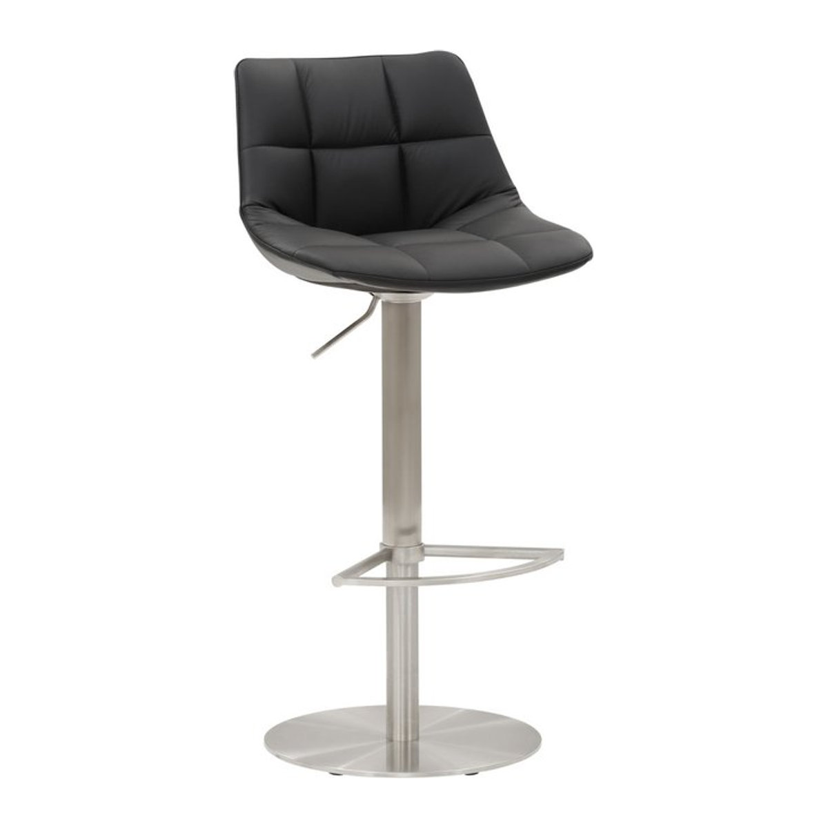 Mayer Sitzmöbel Barhocker mit Rautensteppung aus schwarzem Echtleder und Edelstahl Gestell, B/T/H: 48 x 49 x 79,5 cm - Bild 1