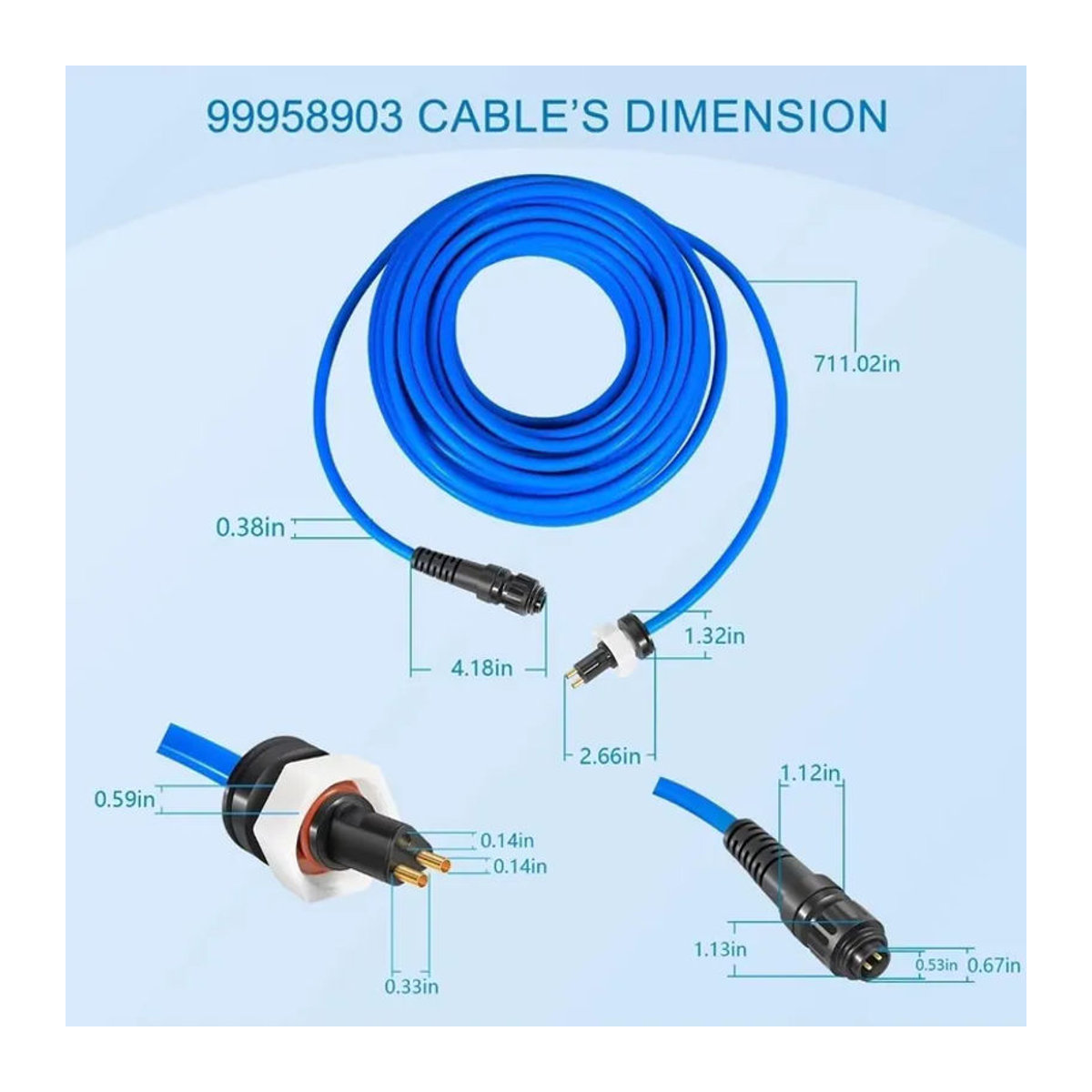 Maytronics DIY-Ersatzkabel 2-Draht Blau, 18 m Länge für Dolphin Pool Cleaner S200, Active 20, Triton PS, Discovery und Quantum - Bild 2