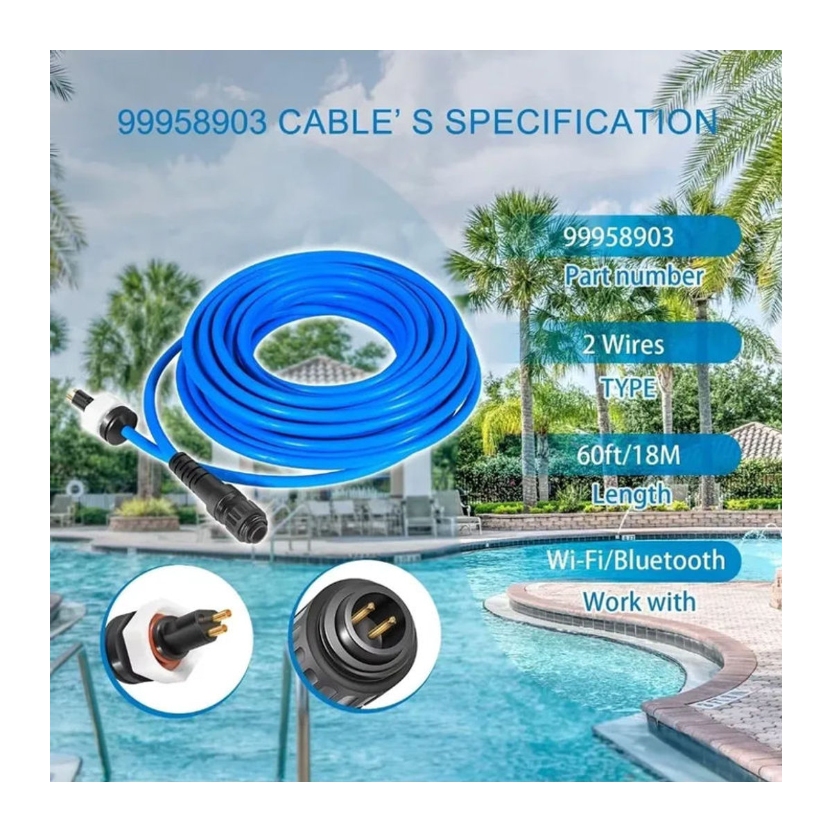 Maytronics DIY-Ersatzkabel 2-Draht Blau, 18 m Länge für Dolphin Pool Cleaner S200, Active 20, Triton PS, Discovery und Quantum - Bild 4