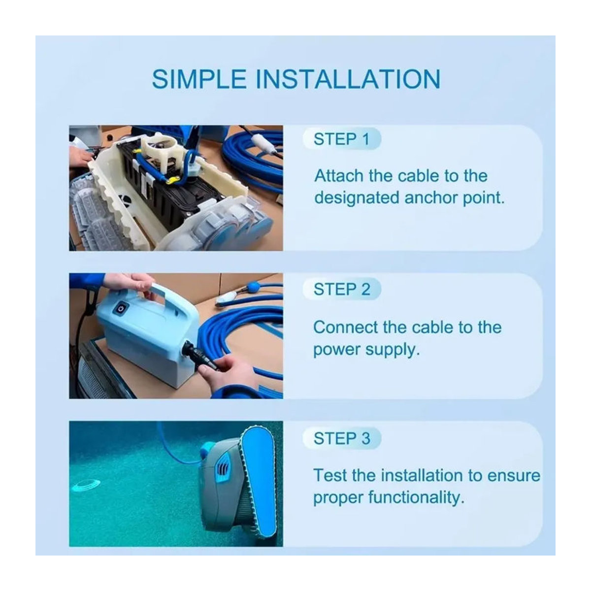 Maytronics DIY-Ersatzkabel 2-Draht Blau, 18 m Länge für Dolphin Pool Cleaner S200, Active 20, Triton PS, Discovery und Quantum - Bild 6