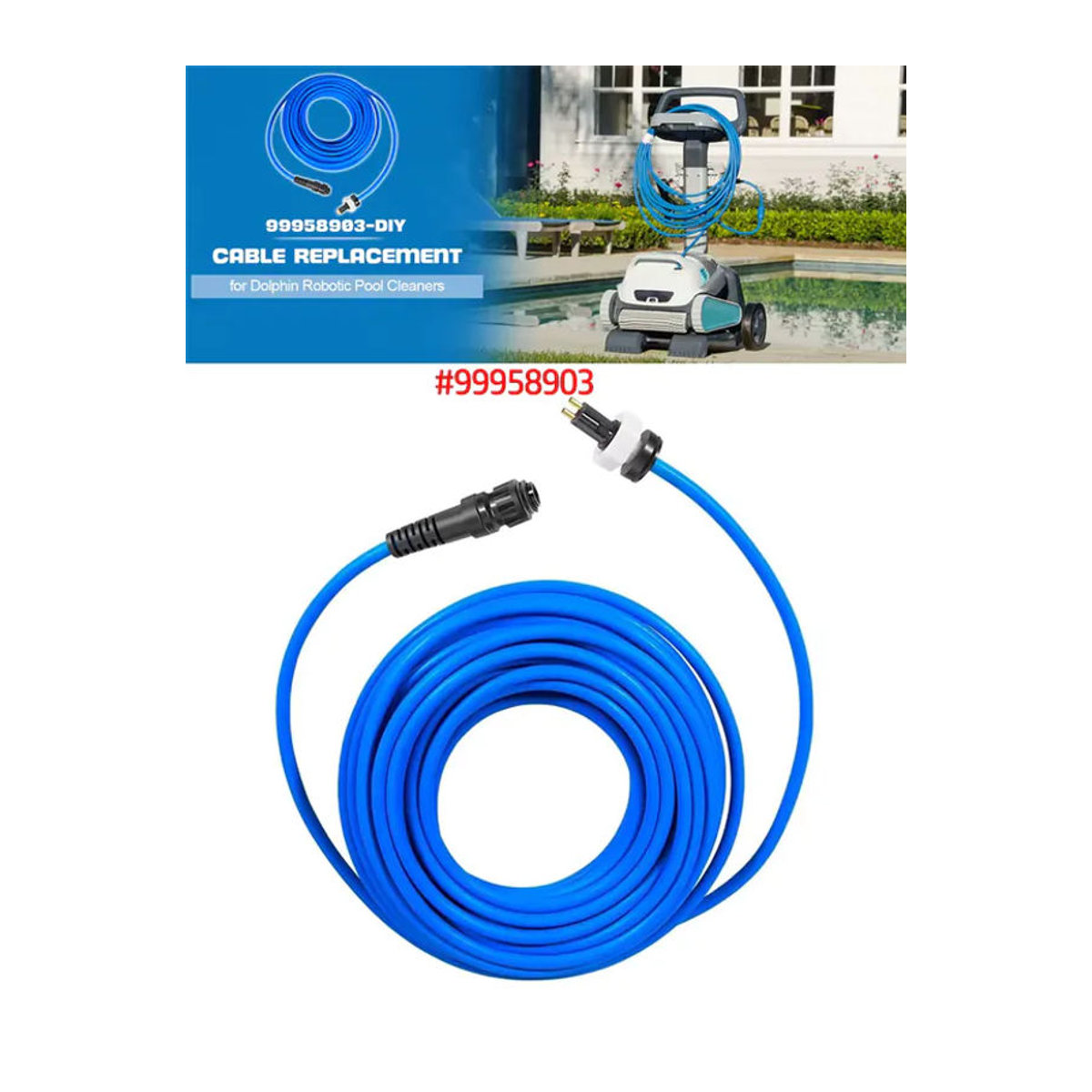 Maytronics DIY-Ersatzkabel 2-Draht Blau, 18 m Länge für Dolphin Pool Cleaner S200, Active 20, Triton PS, Discovery und Quantum - Bild 7