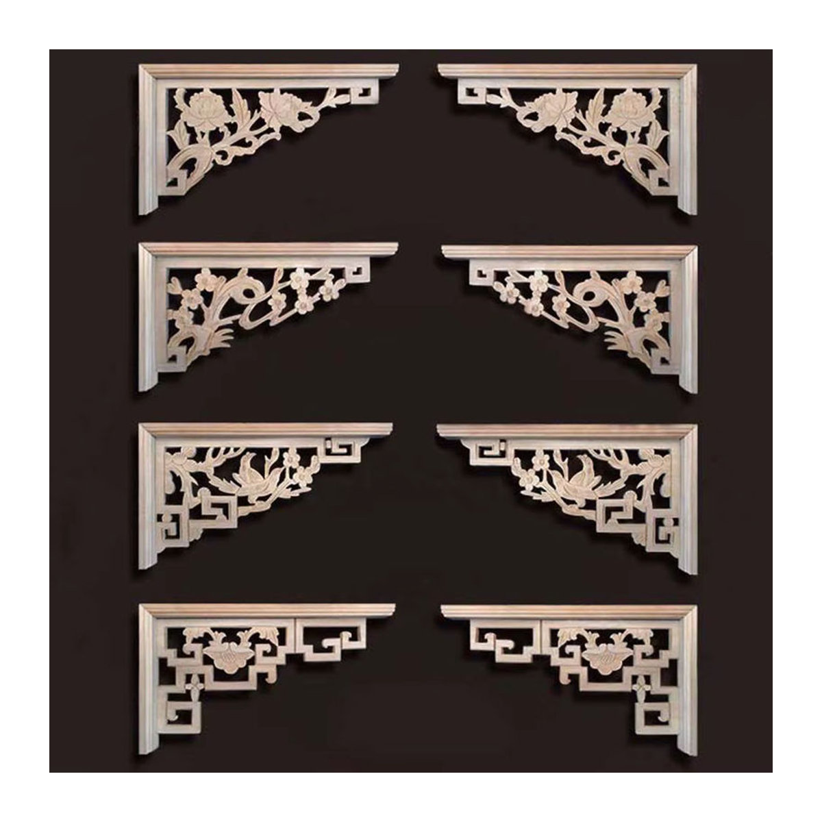 MaYupeT Holzgeschnitzter Chinesischer Drache als Eck-Onlay für Möbel und Dekoration, Beige, Floral und Orientalisch - Bild 2