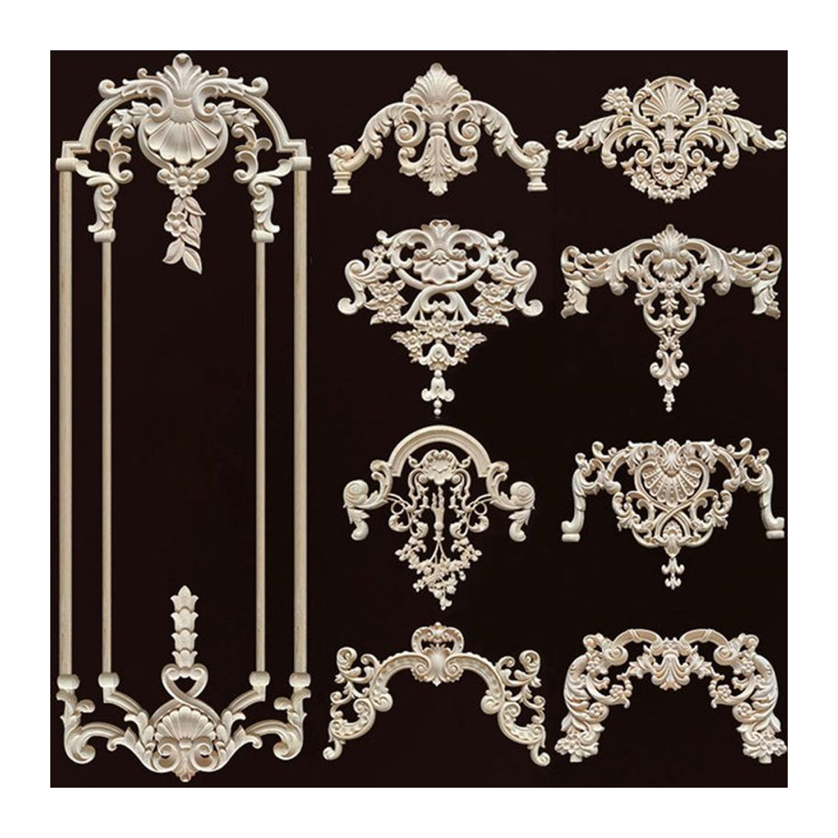 MaYupeT Wanddekoration aus Holz in Creme mit floralem Design im europäischen Stil - Bild 1