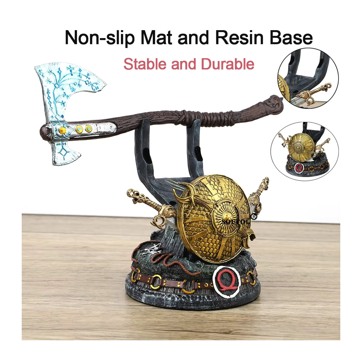 MBCHIPSTAR God of War Controller Ständer aus Kunstharz in Gold und Mehrfarbig für PS5, Xbox und PS4, Kreativer Gamepad-Halter und Desktop-Dekoration - Bild 2