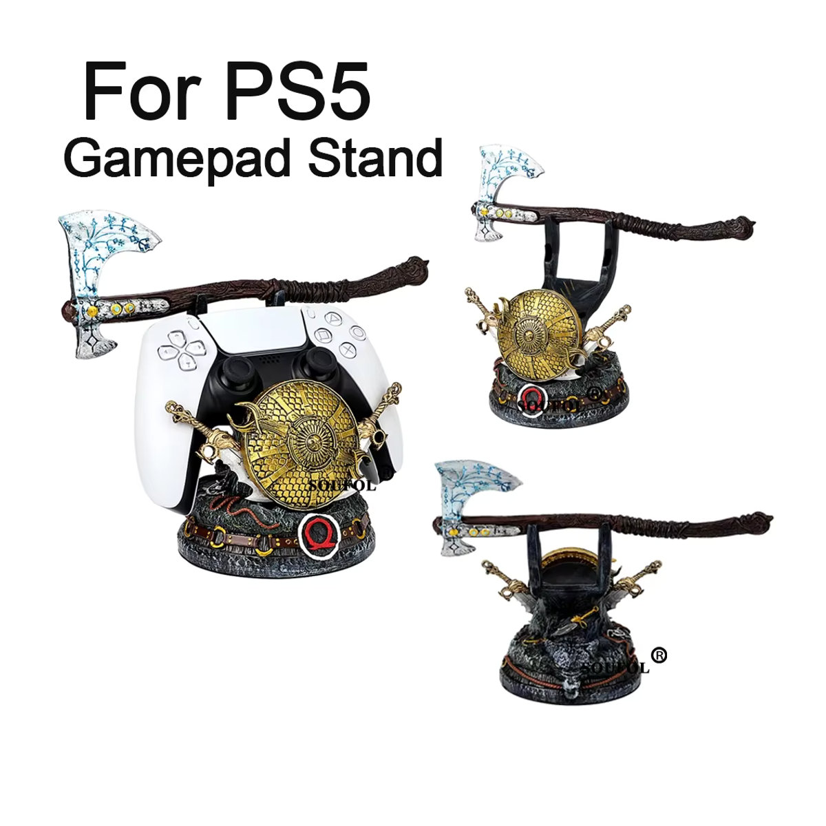 MBCHIPSTAR God of War Controller Ständer aus Kunstharz in Gold und Mehrfarbig für PS5, Xbox und PS4, Kreativer Gamepad-Halter und Desktop-Dekoration - Bild 3