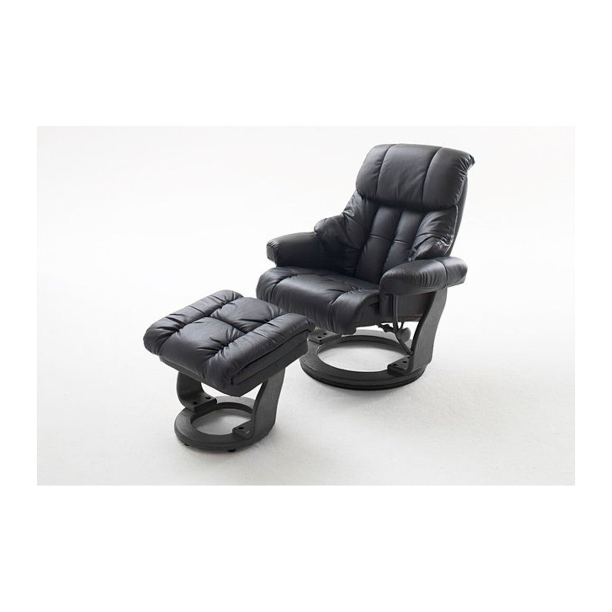 MCA Furniture iNNoSeat CALGARY Relaxer mit Hocker aus Echtleder in Schwarz - Bild 1