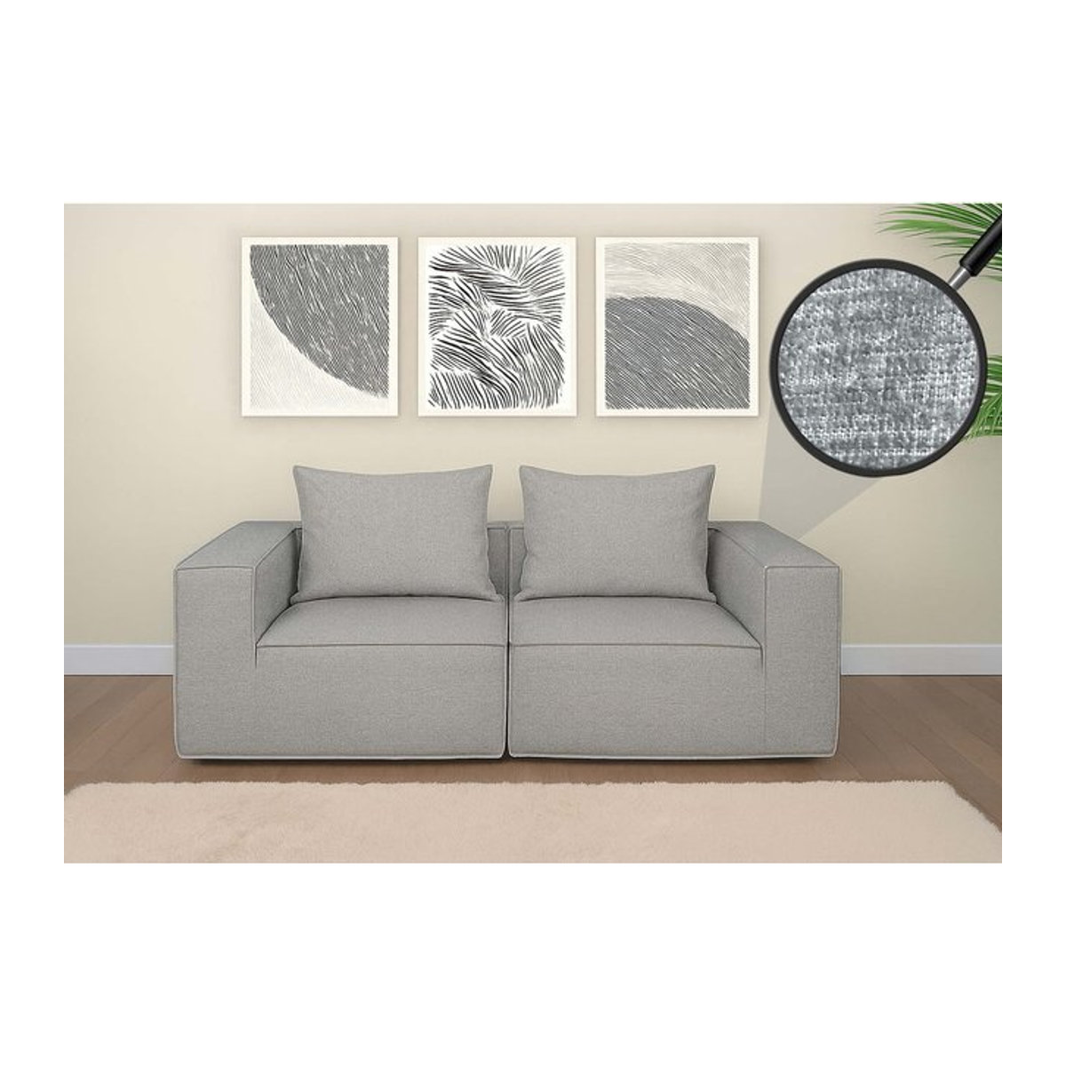 MCW 2er-Sofa Loungesofa als modulares 2-Sitzer Couch-Zubehör aus Textilstoff in Grau, B/T/H: 194 x 63 x 97 cm - Bild 1