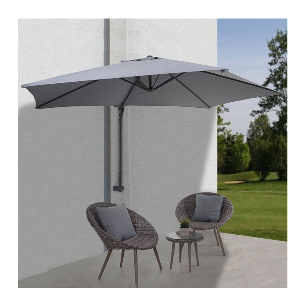 MCW Ampelschirm Acerra Sonnenschirm grau, 3m neigbar aus Polyester und Aluminium/Stahl - Bild 1